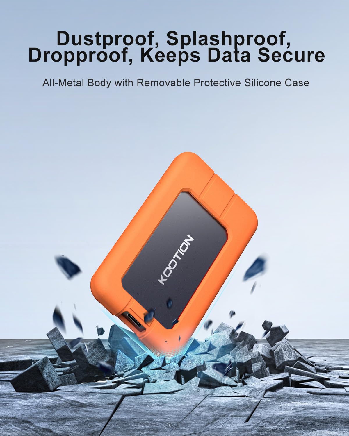 Kootion Portable Ssd 1Tb Usb C Up To 2000Mb/S Usb 3.2 External Ssd Usb 3.2 Gen 2X2 Portable Solid State Drive With Protective Ca