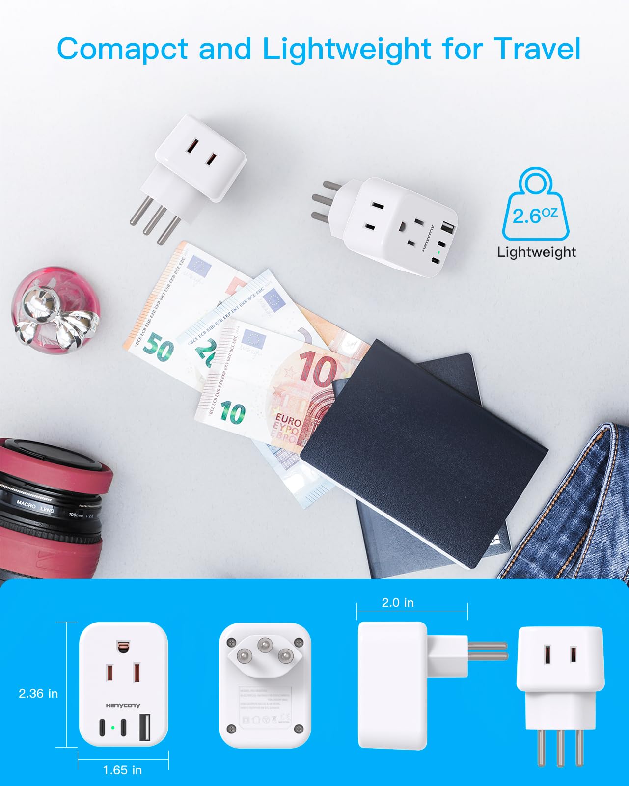 Switzerland Power Travel Plug Adapter, Type J Power Adapter With 2 Outlets 3 Usb Ports(2 Usb C) For Us To Swiss Switzerland Liec