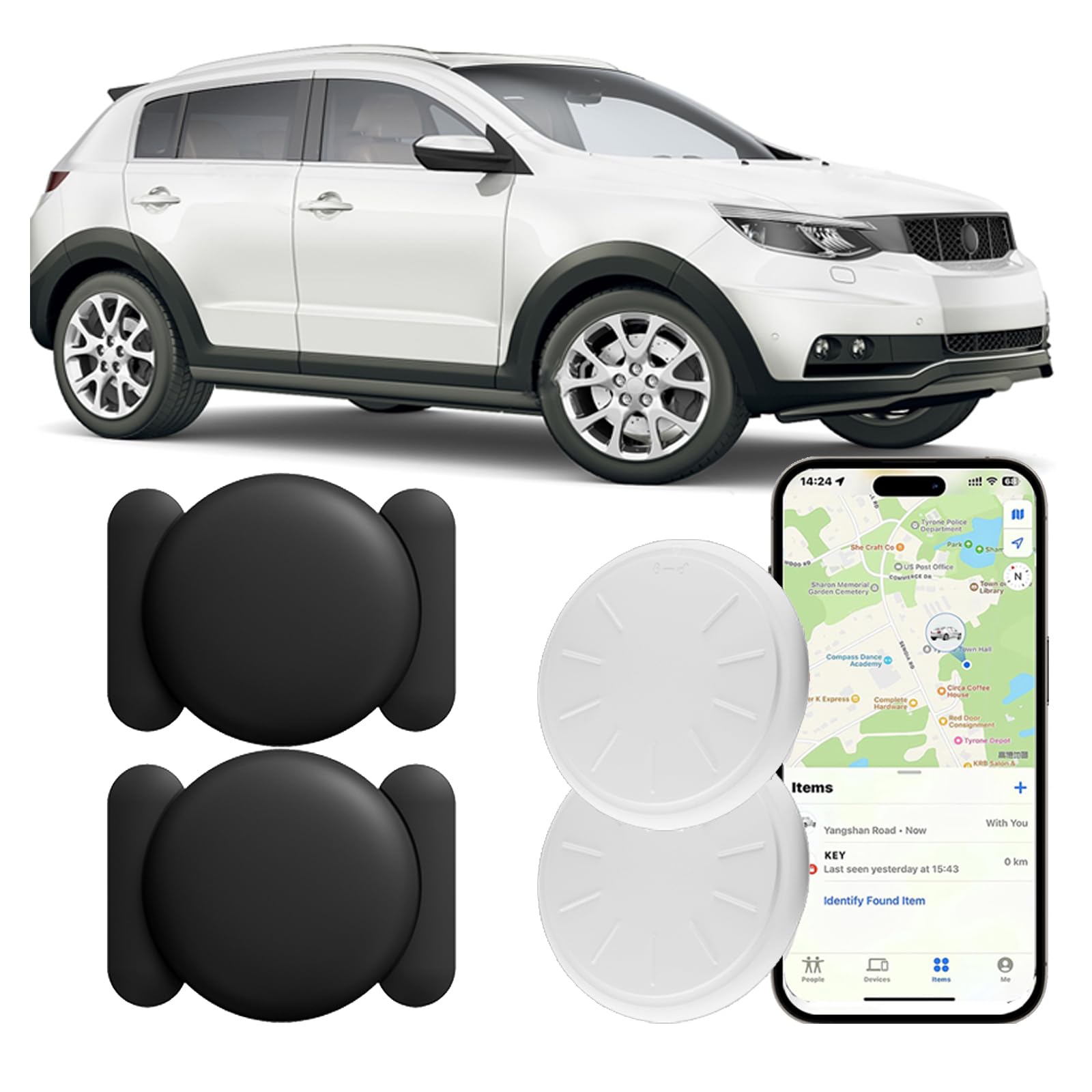 Hongtop H Car Gps Tracking Device For Vehicles,Cars Etc,2Pcs Real Time Vehicle Tracker With Magnetic Case, Work With Find My (Io