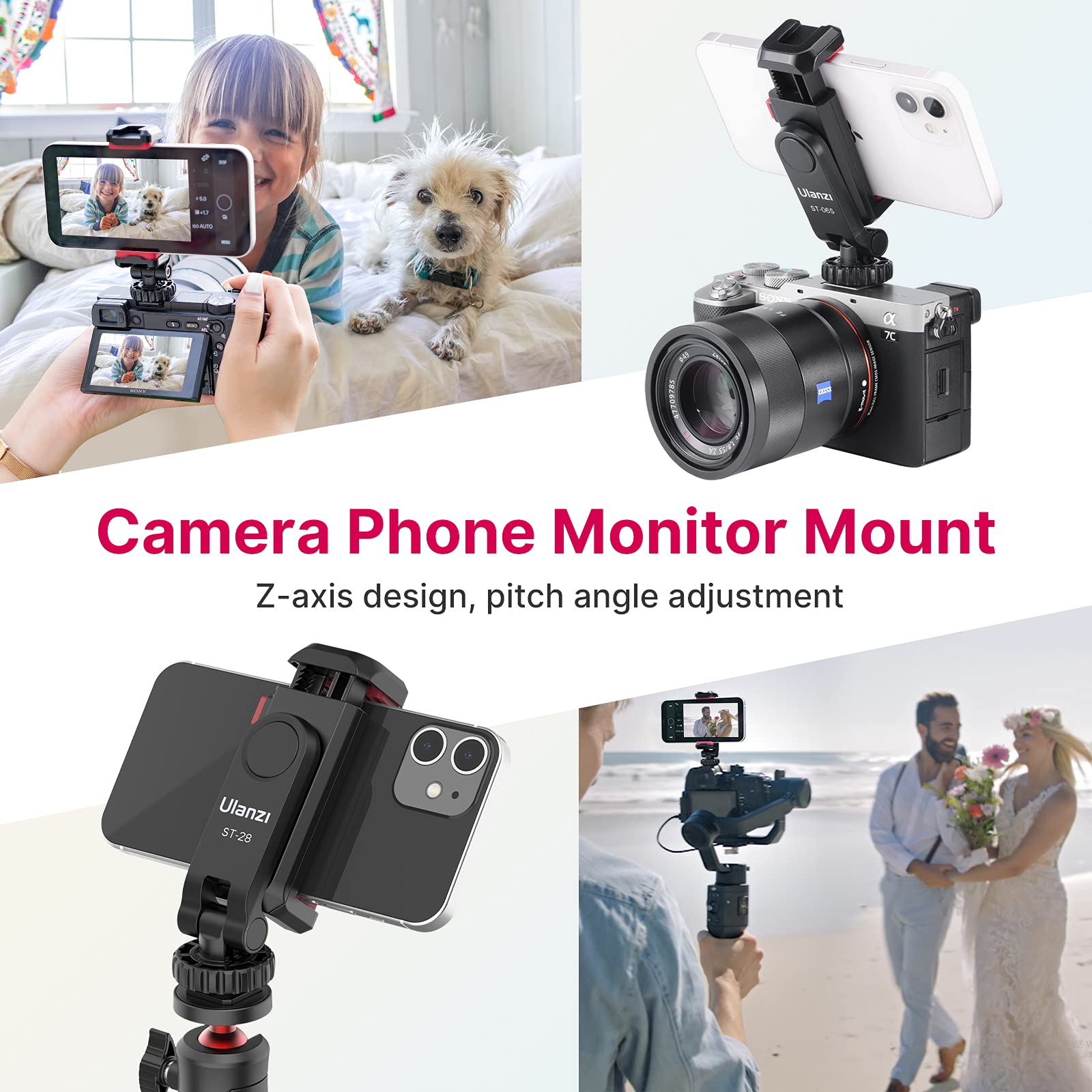 Phone Tripod Mount Holder For Iphone - Ulanzi St-06S Camera Hot 2 Cold Shoe Phone Mount Compatible For Iphone Android Sony Canon