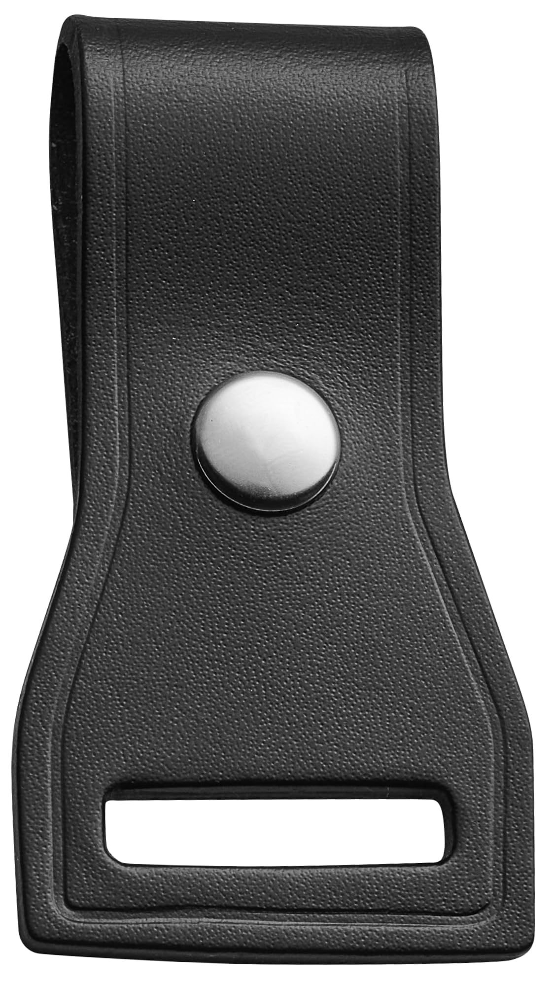 JAY-PEE Two-Way Radio Microphone Holder Epaulet Shoulder Leather Mic Clip Slot for First Responder Uniforms. Chrome Snap