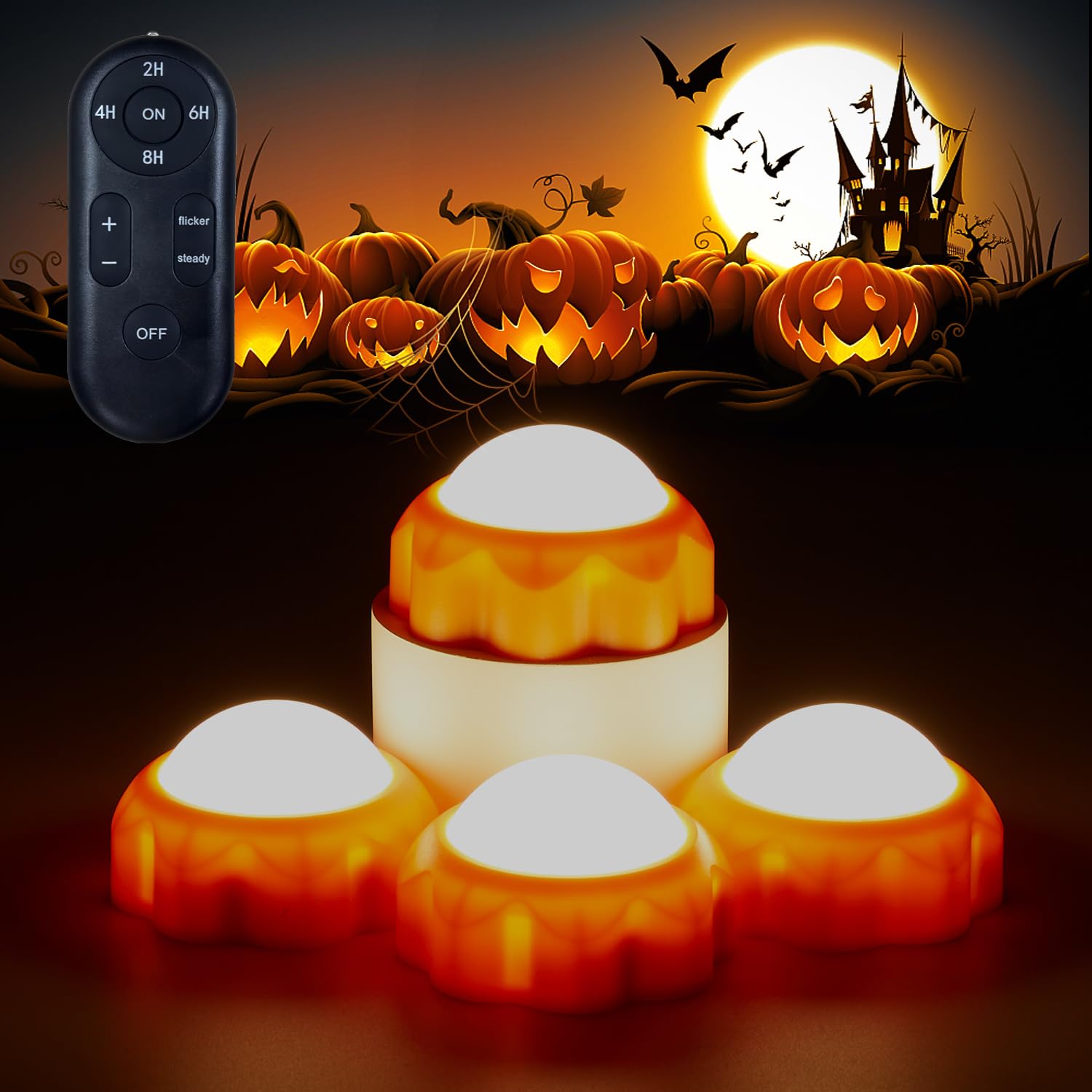 Kzcuvnv Halloween Pumpkin Lights, Led Pumpkin Lights With Remote And Timer,Jack O Lantern Light For Halloween Decor,Battery Oper