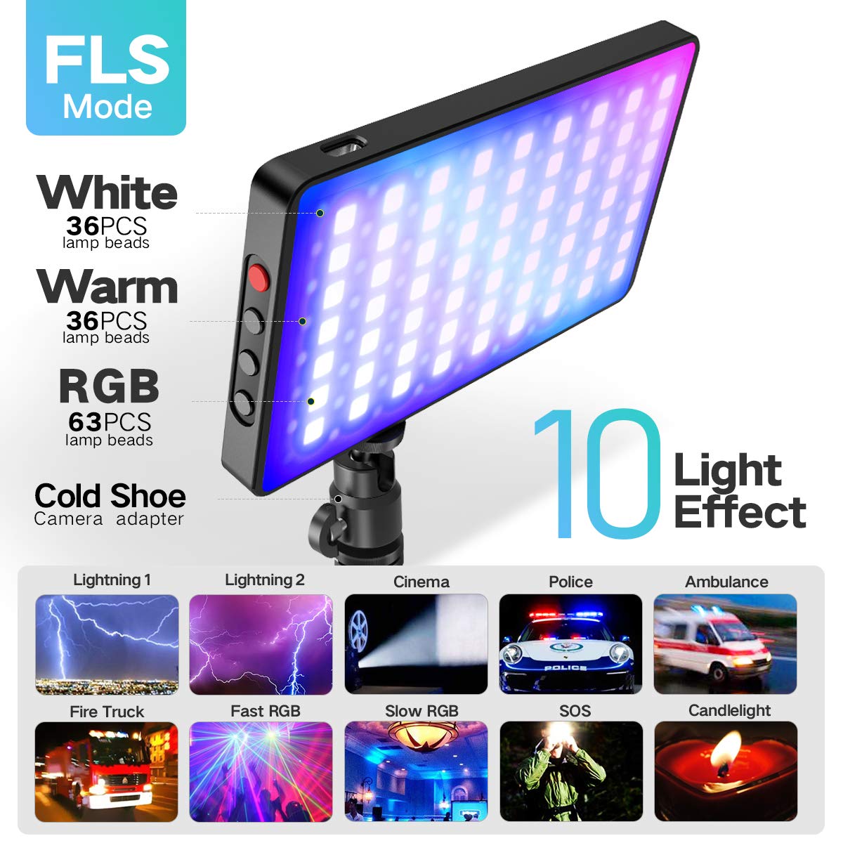 Pixel Rgb Camera Light, Video Light With Built In 4000Mah Rechargeable Battery 2500K 8500K/10 Simulation Light Effect/Tlci 97+/