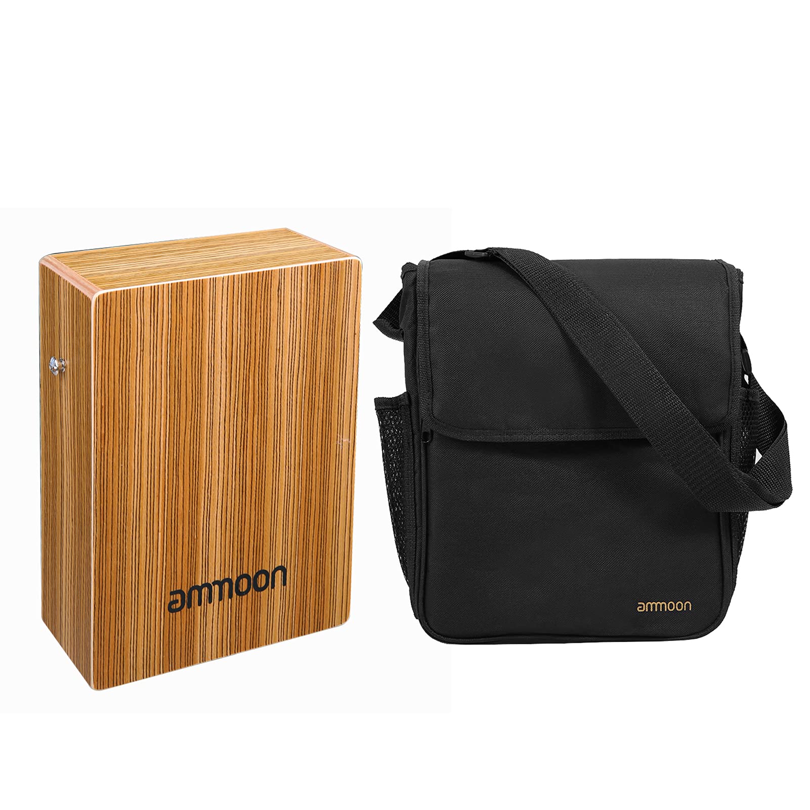 Ubersweet Portable Traveling Cajon Box Drum Flat Hand Drum Wooded Percussion Instrument with Strap Carry Bag_