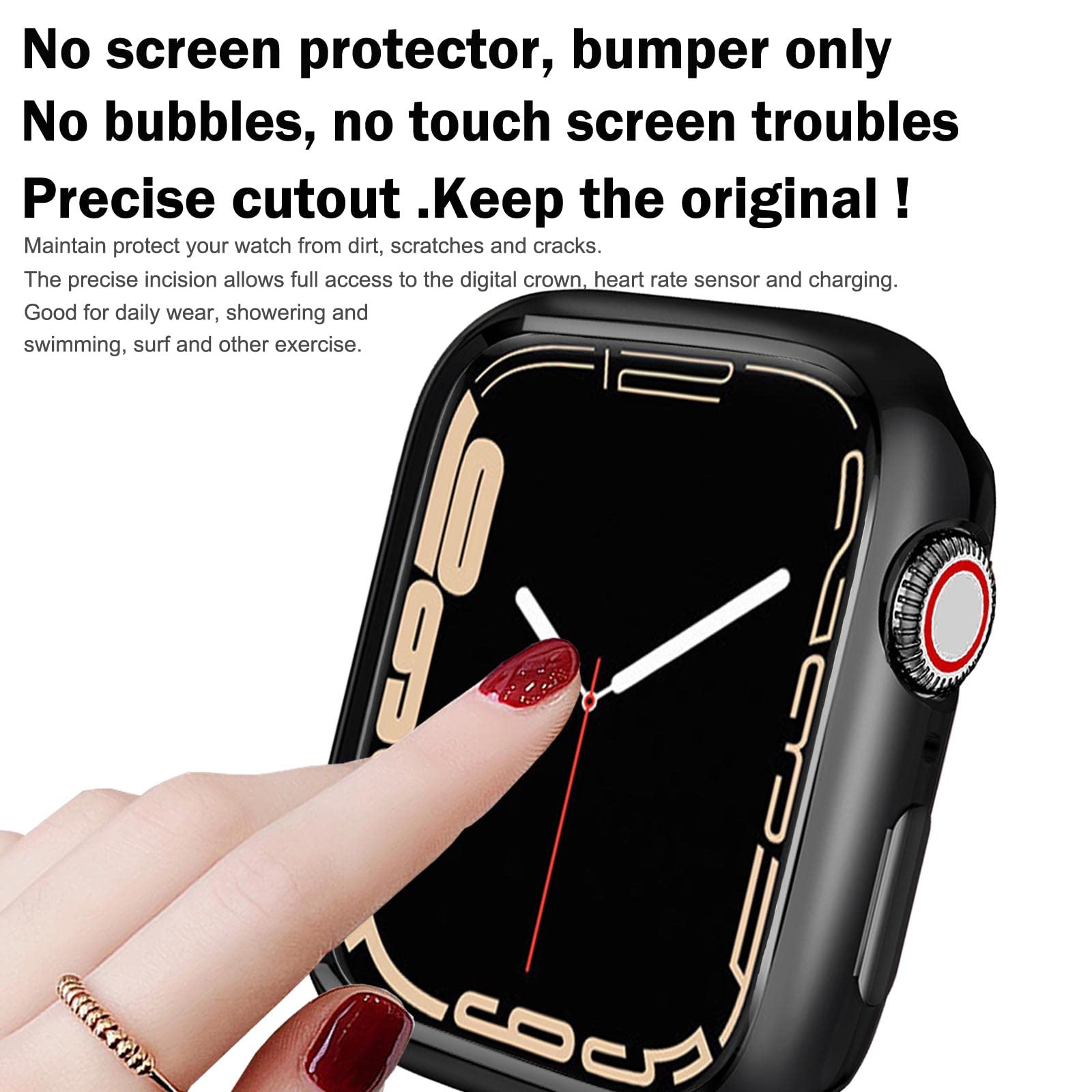Botomall Compatible With Apple Watch Bumper Case 44Mm Series 6 5 4 Se Soft Flexible Tpu Thin Lightweight Protective Cover For Iw