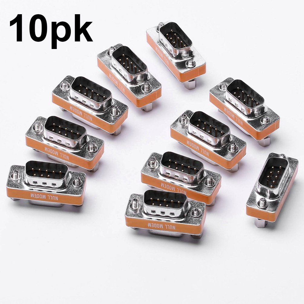 Arnorin Db9 Null Modem Adapter Male To Female Slimline Data Transfer Serial Port Adapter 10 Pack