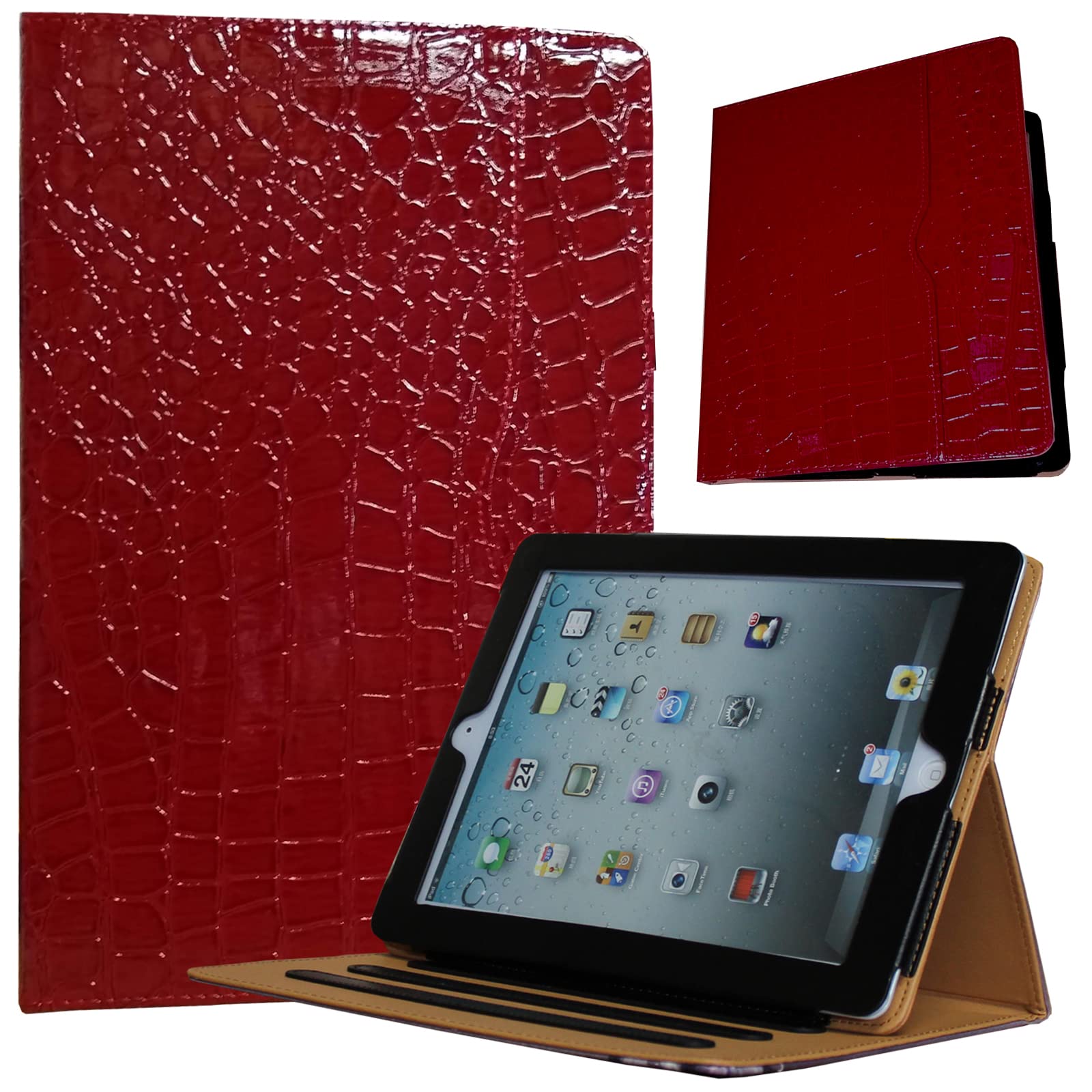 Jytrend Case For Ipad Air 11 Inch 6Th Gen(M2 2024) /10.9 Air 5Th /Air 4Th Generation, Folio Stand Magnetic Smart Cover With Pocket For Air 6/5/4 A2902 A2903 A2588 A2589 A2316 A2324 (Red Crocodile)