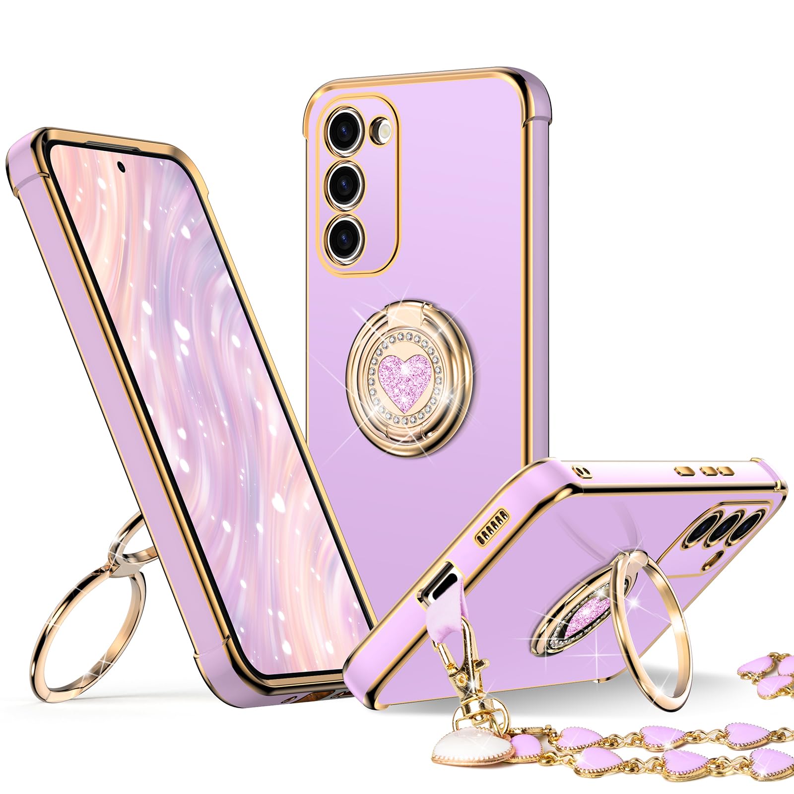 Xyz For Galaxy S24 Ultra Case With Stand, For Samsung Galaxy S24 Ultra Case With Double Ring, Women Girls Bling Luxury Phone Cas