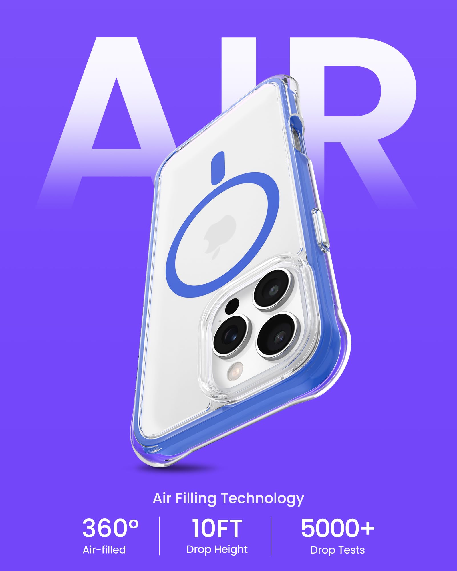 Ornarto Air Case For Iphone 16 Pro Max Clear, Compatible With Magsafe, Military Grade Drop Protection Cover With Built In Air Bl