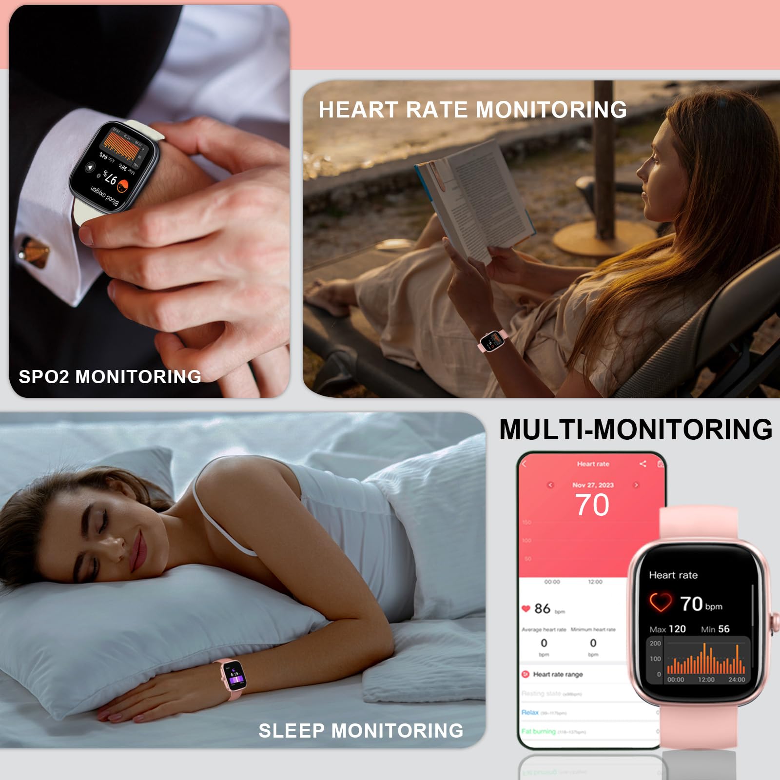 Smart Watch, 1.91 '' Smartwatch For Women Men(Answer/Make Call), Fitness Tracker With 100+ Sport Modes, Ip68 Waterproof, Heart R