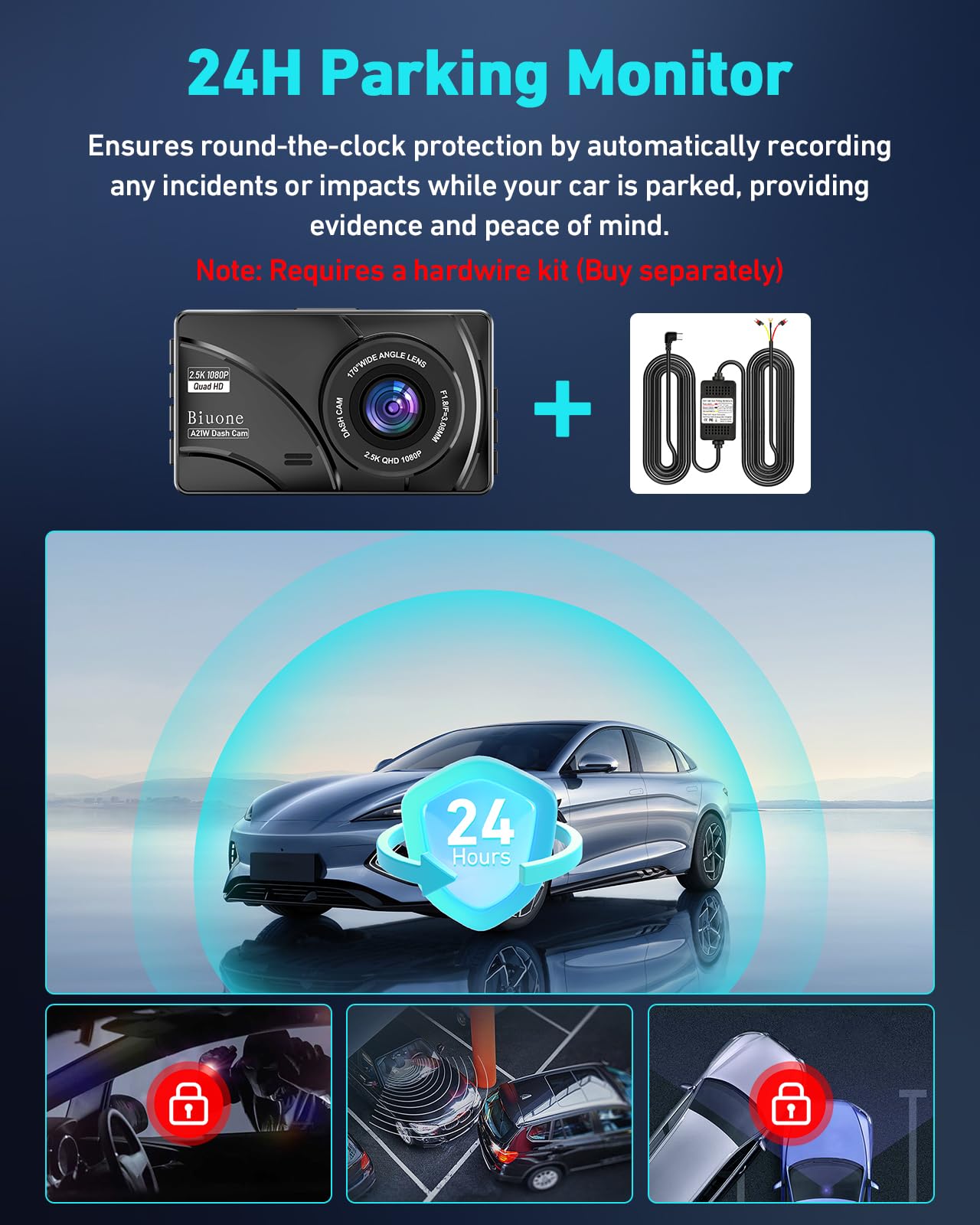 Dash Cam Front And Rear, 2.5K Dual Dash Camera For Cars W/ 64Gb Card,3  Ips Screen Dash Cam Built-In 5G Wifi, Car Camera With G-