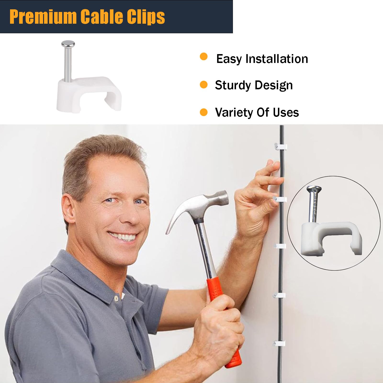 Yienfbev 25Ft Telephone Extension Cord Cable, Landline Phone Line Wire With Rj11 6P4C Plugs, Includes Cable Clips   White   2 Pa