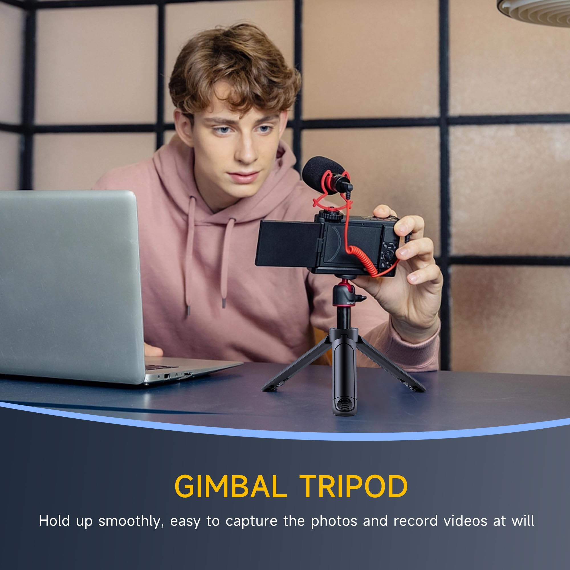 1/4 Mini Tripod, C01 Pro Tabletop Desktop Stand Compact Tripod With 1/4' Screw For Weeylite K21 Stick Light, Retro 12X Photo Light,Camera,Smooth 4,Osmo Mobile,Vimble 2,Gimbal Handle Grip Stabilizer