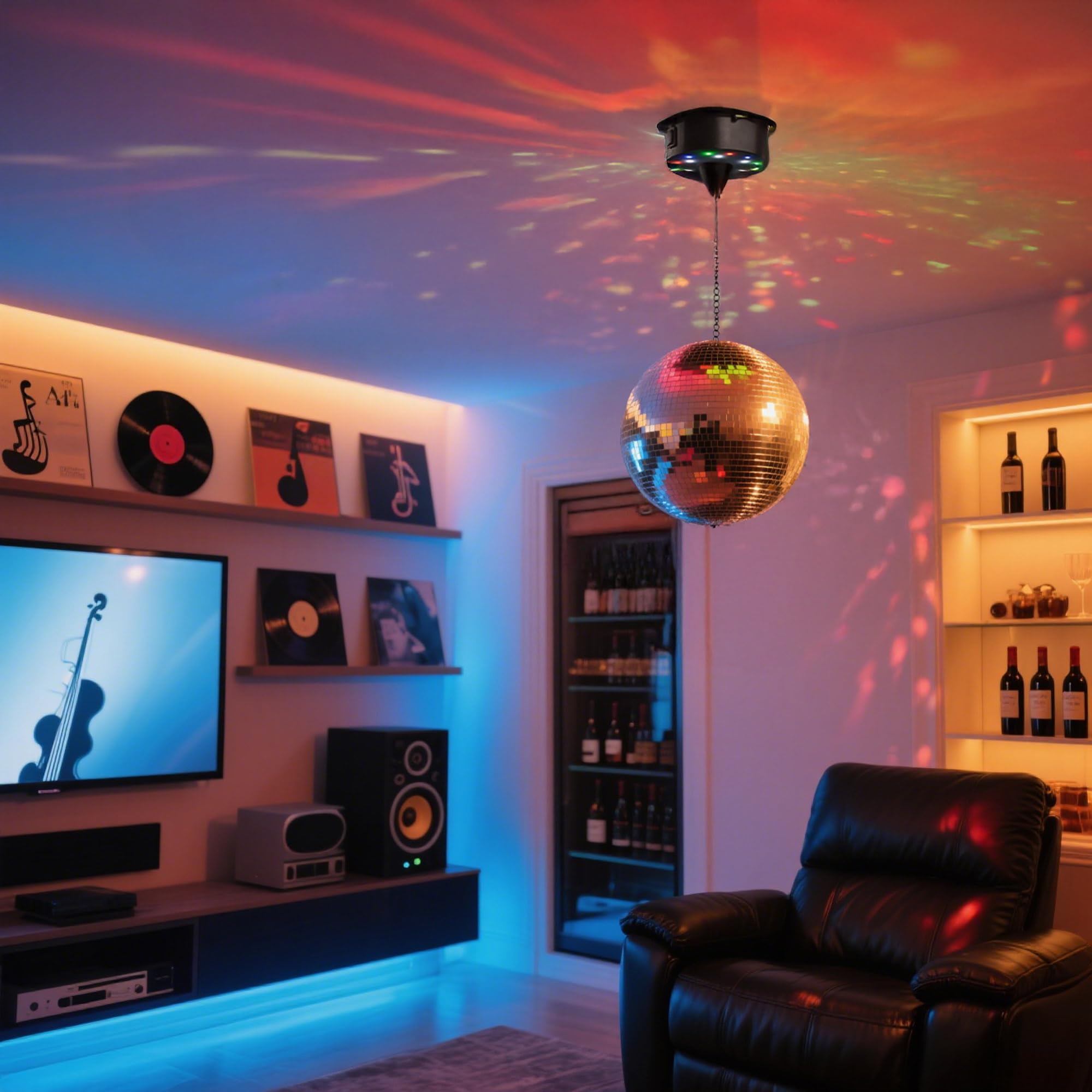 Delight 12  Large Disco Ball With Motor Rotating 6Rpm 18 Rgbw Led Lights For 70S 80S Party Dj Bands Dance Club Bar Wedding Birth