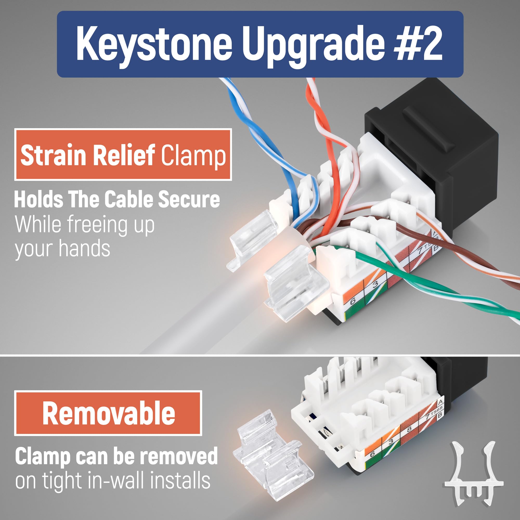 Everest Media Solutions 45 Angled Cat6A Keystone Jack In Black   Slim Profile, Utp Rj45 Female Ethernet Connector   Compatible W