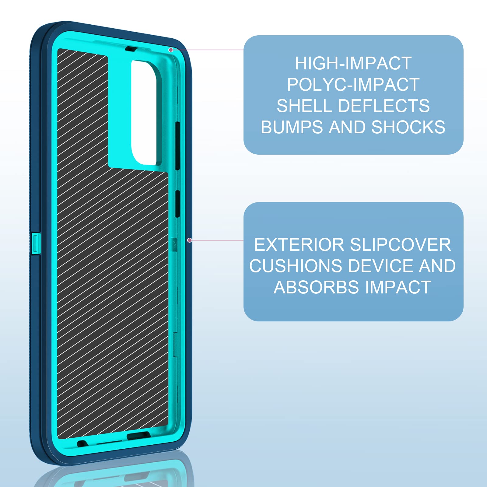 I-HONVA Samsung Galaxy A50 A50S Phone Case Shockproof 3-in-1 Full Body Protection Polycarbonate Turquoise