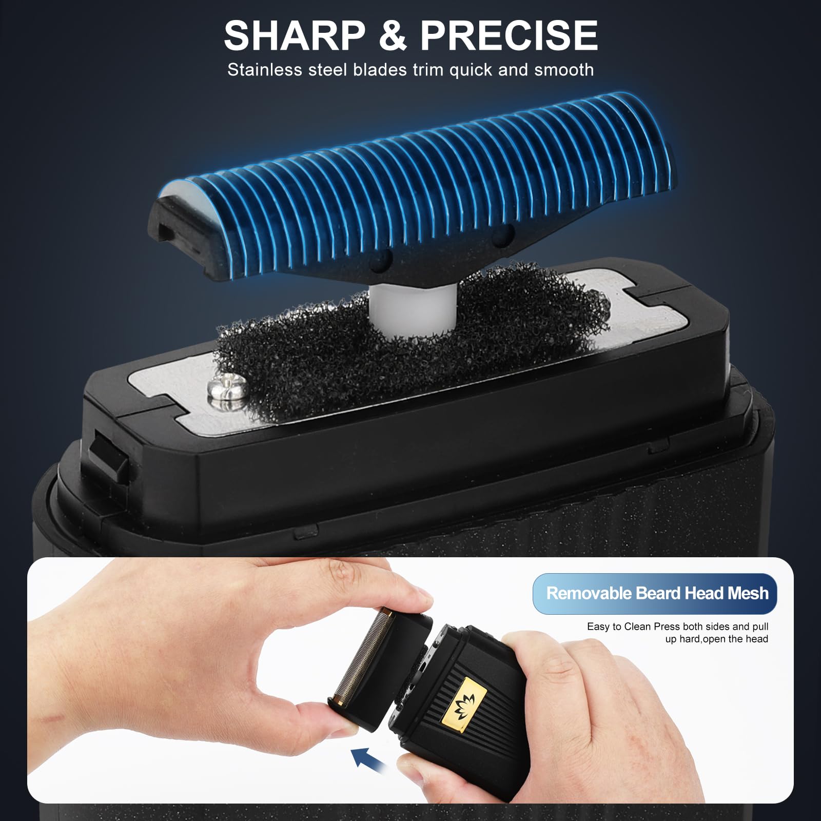 Dumite Foil Bald Shavers For Men, Powerful Motor Electric Razor, Head Shavers, Mens Foil Beard Trimmer, Cordless Rechargeable L