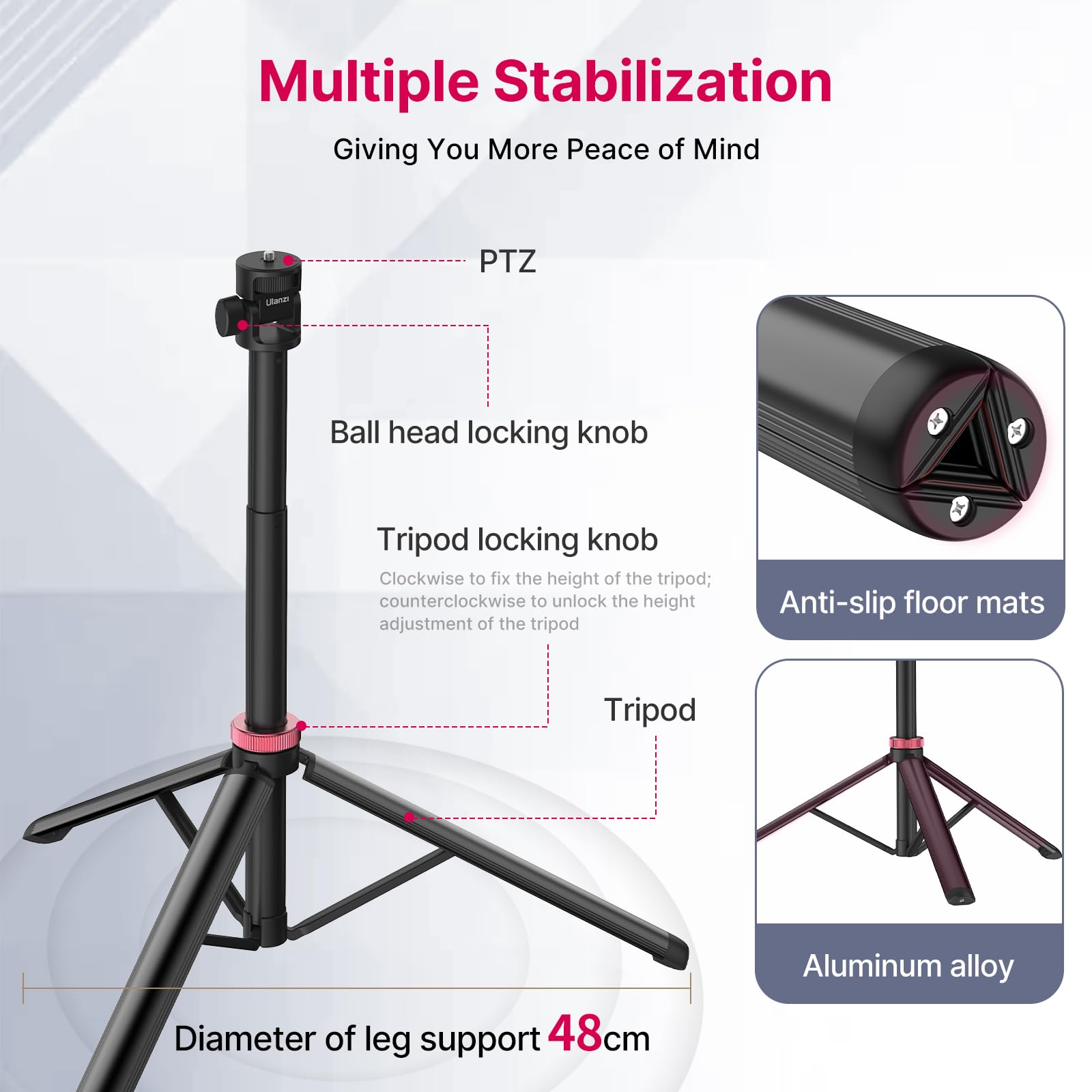 Vijim Mt 79 Extendable Photography Light Stand, 81'' Portable Adjustable Light Tripod With 1/4'' Screw, 360 Ball Head Camera Pho