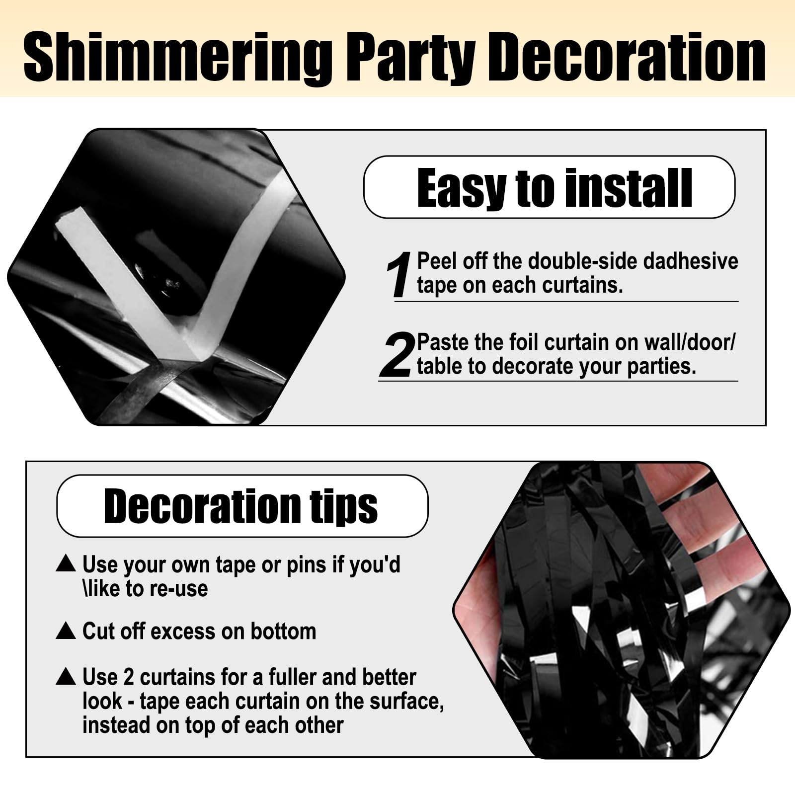 3 Pack Red Foil Fringe Curtain Backdrop, 3.28Ft X 8.2Ft Metallic Tinsel Foil Fringe Streamer Curtains For Photo Booth, Christmas