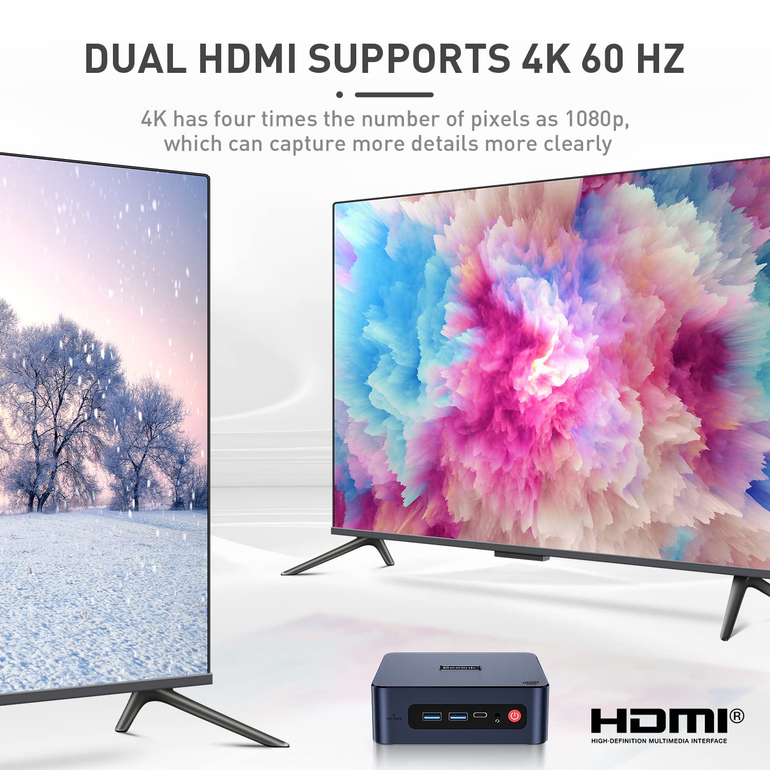 Beelink U59 Pro Mini Pc With N5105 Processor, 16G Ddr4 500G Ssd Mini Desktop Pc, 2.4G/5G Wifi, Bt4.0, Dual Hdmi, Dual Ethernet L