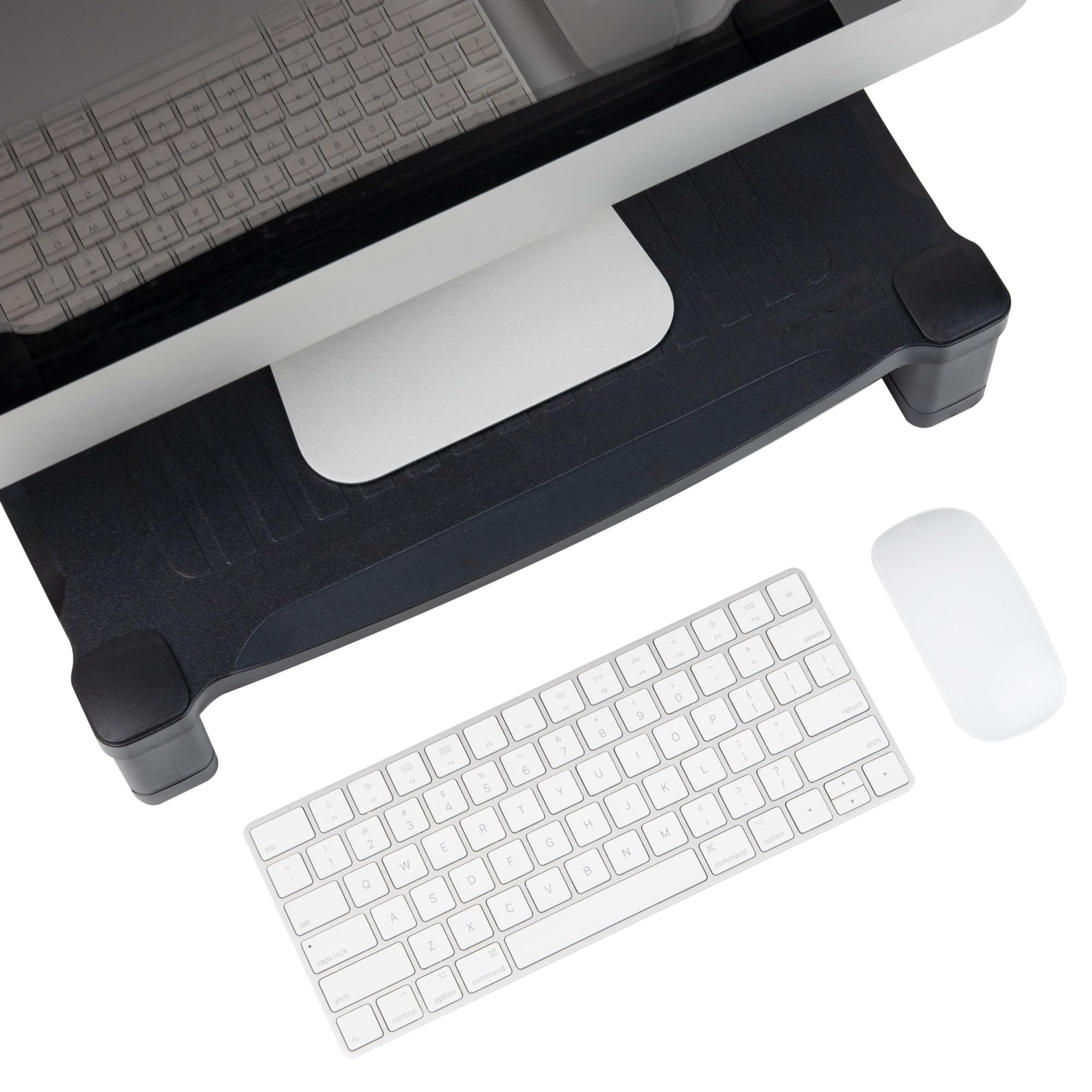 Mind Reader Monitor Stand, Height Adjustable, Desktop Organizer, Laptop Riser, Office, 17.25''L X 13.25''W X 4''H, Black