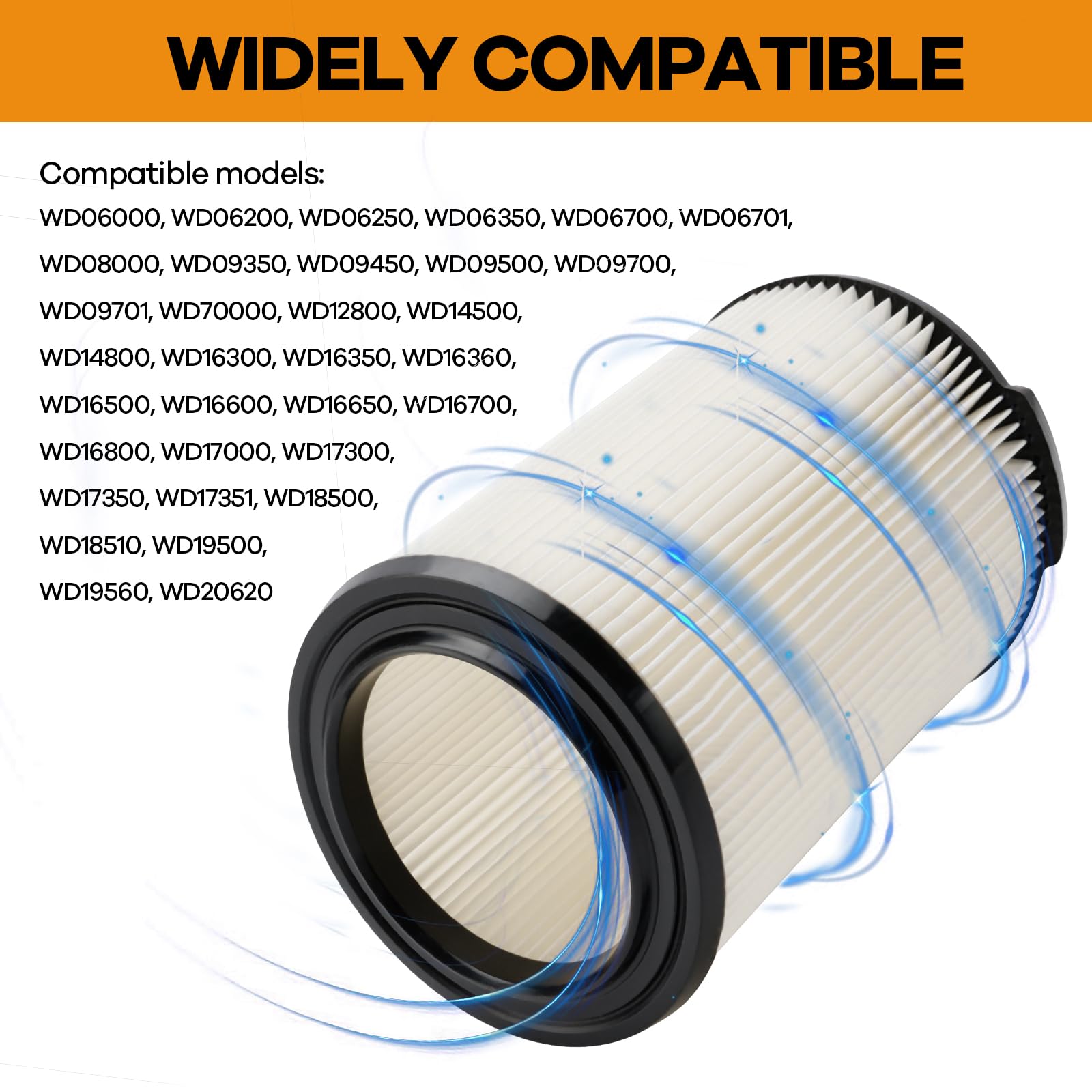 2 Pack Vf4000 Replacement Filter, Standard Wet/Dry Vac Filter Vf4000 Compatible With Ridgid Vacs Wet Dry 5 20 Gal & 6 9 Gal Husk