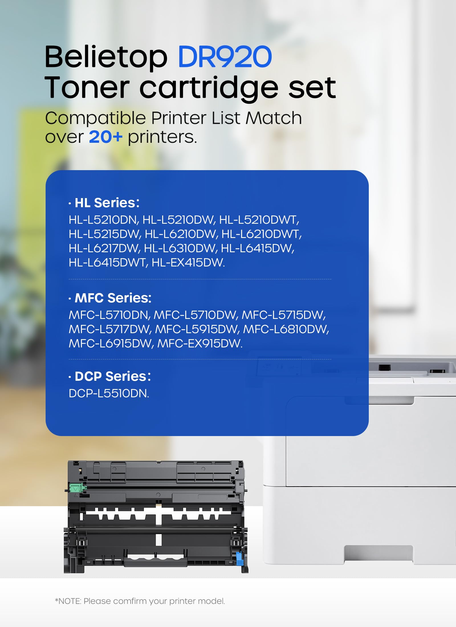 Belietop Dr920 Dr-920 Drum Unit High Yield Compatible With Brother Dr920 Dr 920 Dr-920 Replacement For Hl-L6210Dw Hl-L5210Dw Hl-