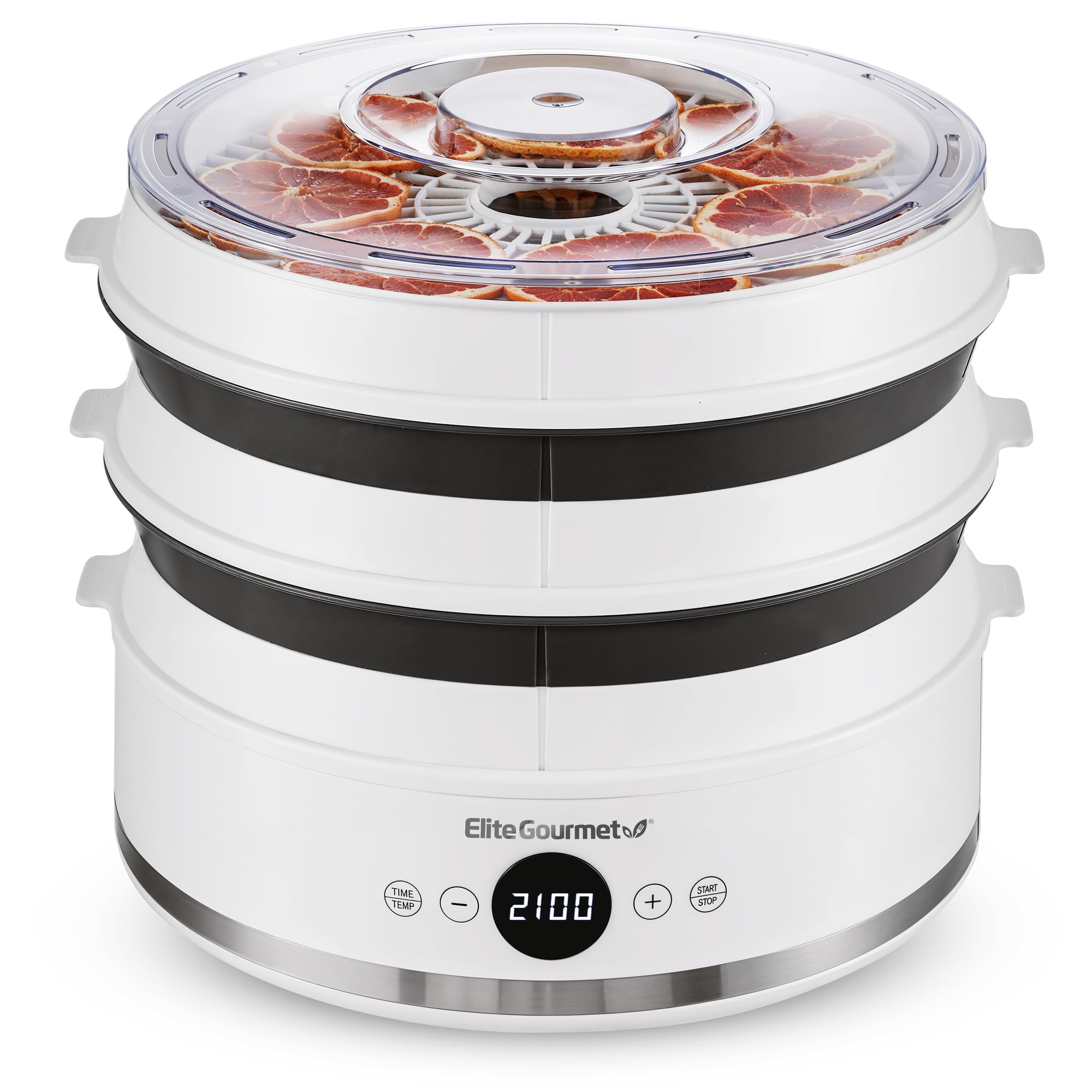 Elite Gourmet Efd329Wd Digital Food Dehydrator With 5 Bpa Free Slimstore Collapsible Trays For Compact Storage, Adjustable Timer