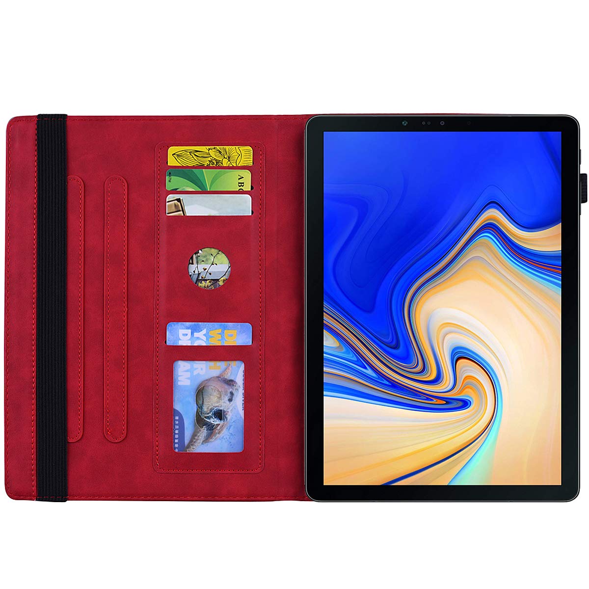 Ybfjce Case For Samsung Galaxy Tab S4 10.5'', Slim Stand Shell Protective Case With Pencil Holder, Premium Pu Leather Folio Cove