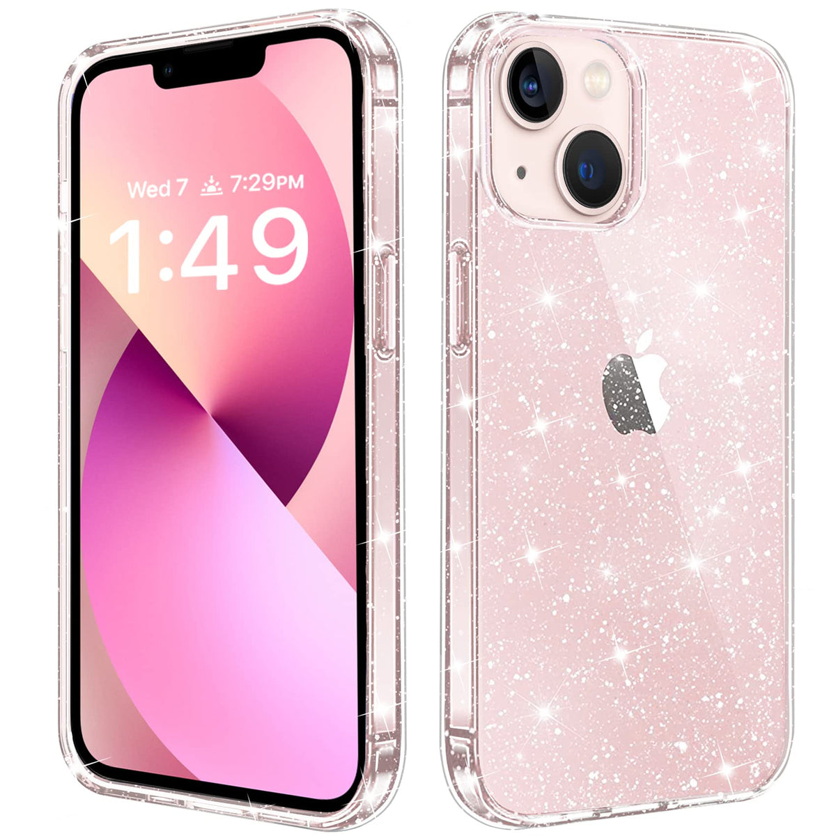 Jjgoo Compatible With Iphone 13 Case, Clear Glitter Soft Tpu Shockproof Protective Bumper Cover, Sparkle Bling Sparkly Cute Slim