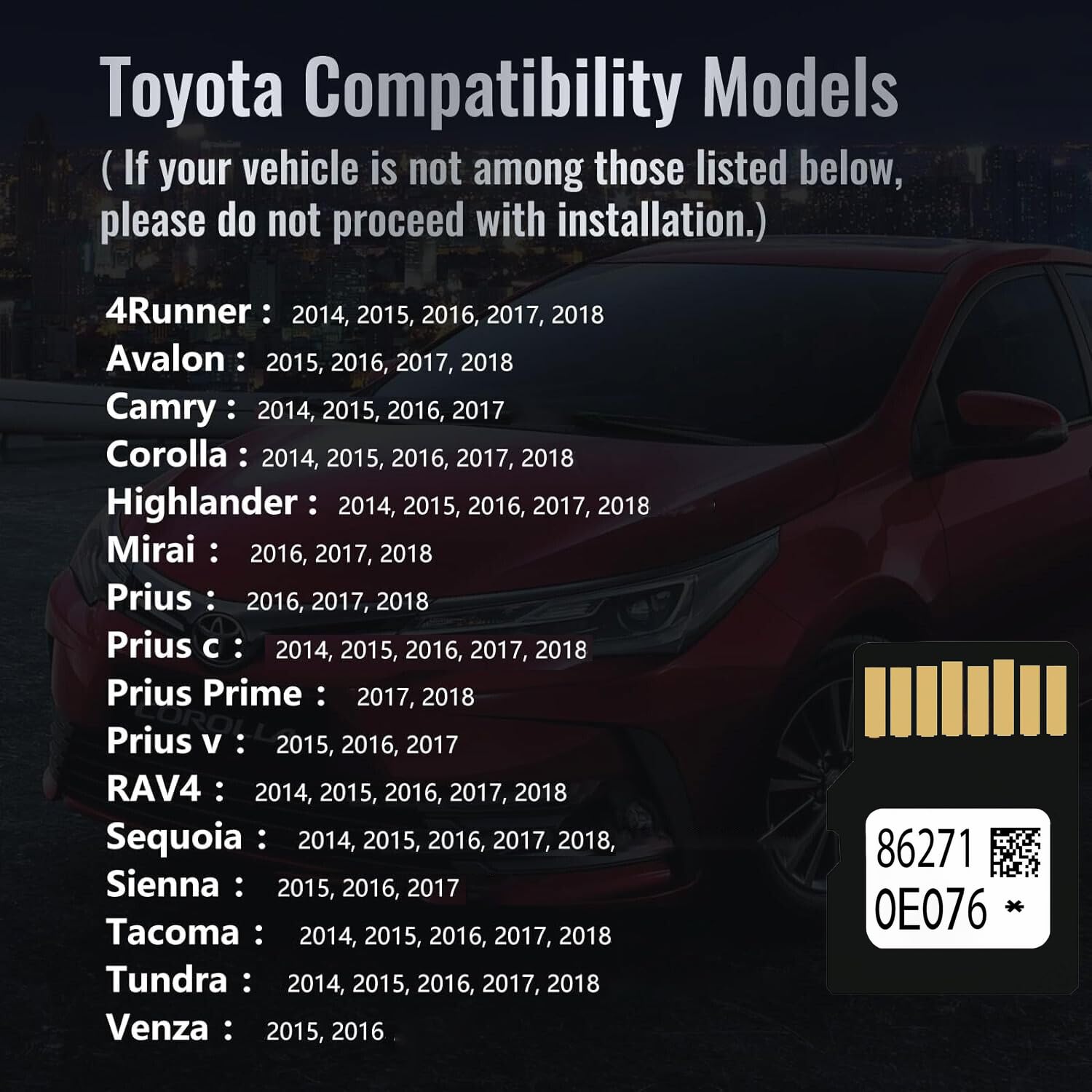 2024 Navigation Sd Card Compatible With Toyota 4 Runner Rav4 Camry Tundra Highlander Prius, Map Updated | Usa Canada Map | 86271