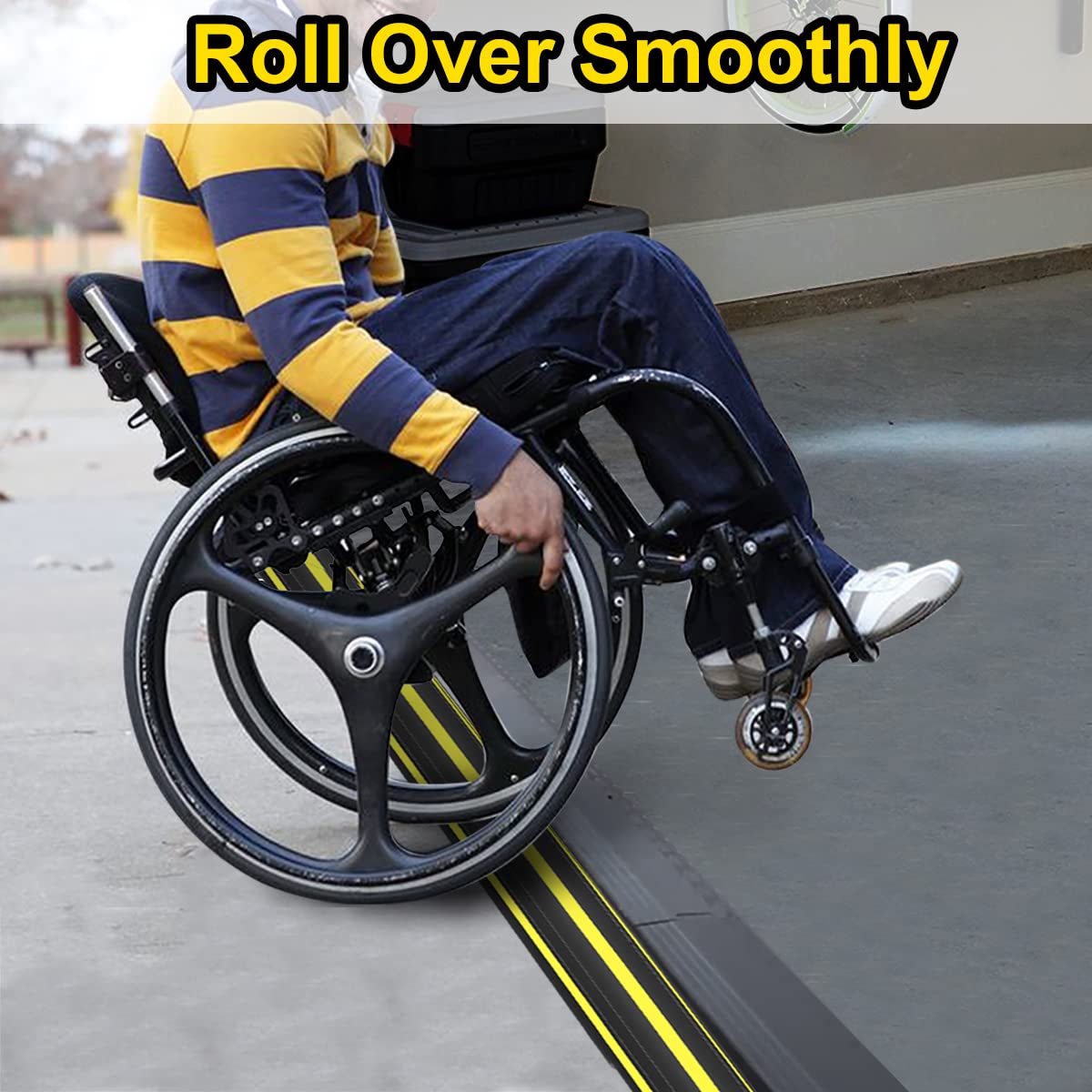 TFMUZERT 10 ft Heavy Duty PVC Floor Cable Cover Protector - Black & Yellow, Easy to Unroll Trip Hazard Prevention
