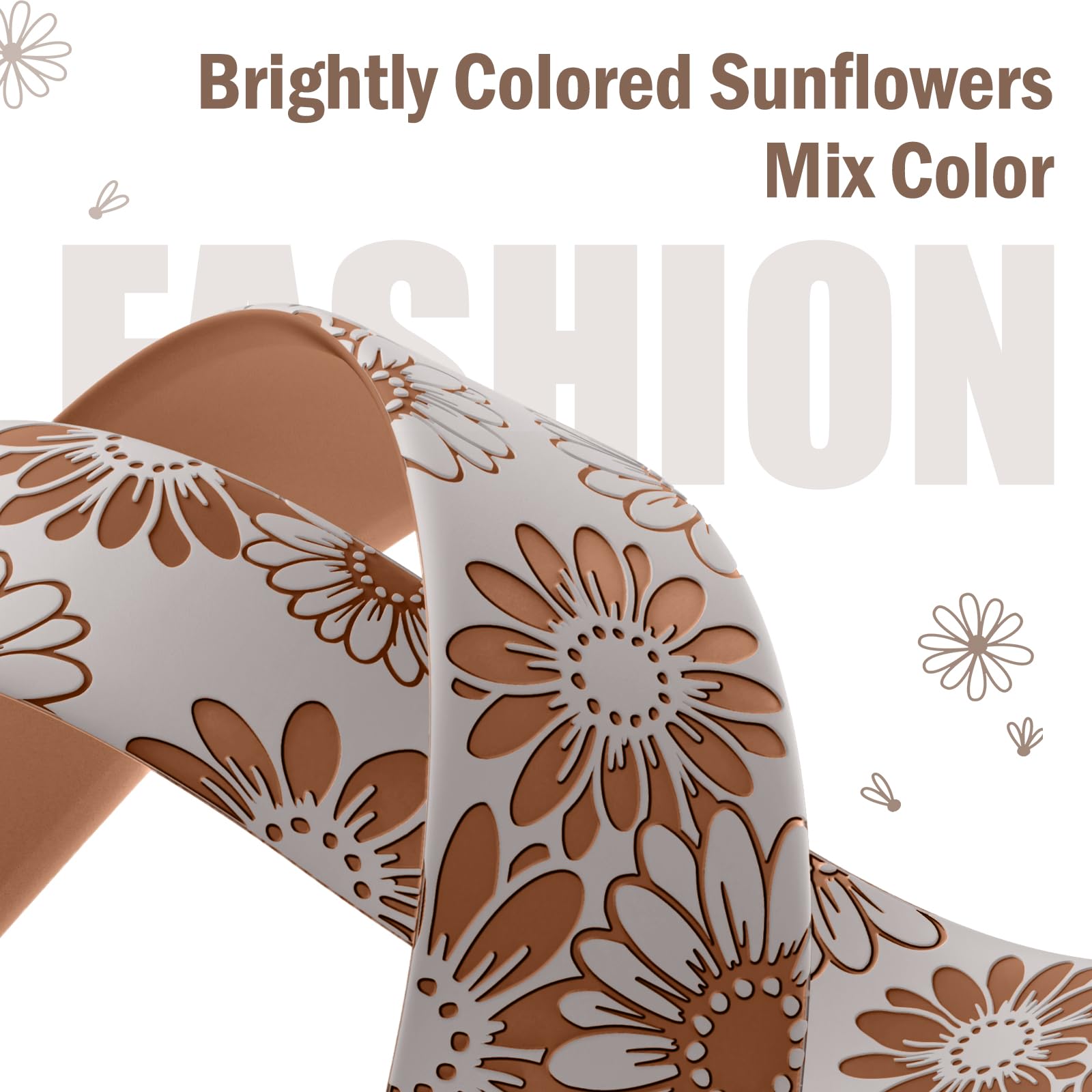 Daqin Floral Engraved Band Compatible With Apple Watch Band 44Mm 45Mm 46Mm 42Mm 49Mm Women,Cute Two Tone Flower Soft Silicone Sp