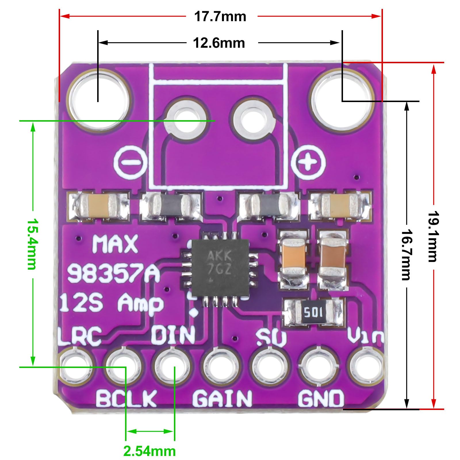 Max98357 Module Schematic 5Pcs Max98357 Audio Power Amplifier Module I2S Dac Class D Audio Board ...