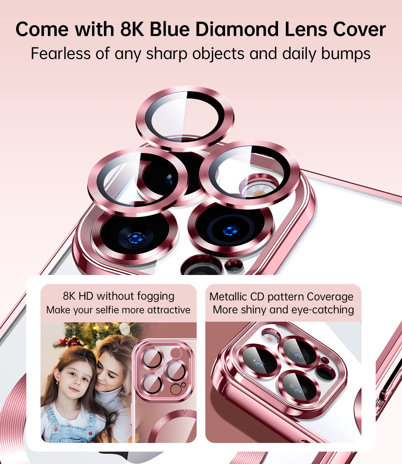 Jueshituo Magnetic Metallic Glossy Clear For Iphone 13 Pro Max Case With Full Camera Cover Protection [No.1 Strong N52 Magnets]