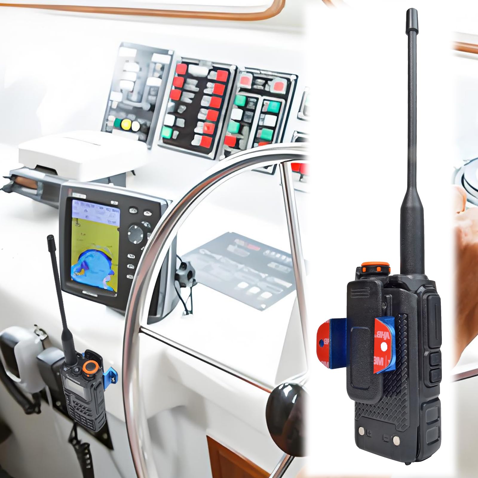 Hys Aluminium Alloy Holder Mount, Universal Ham Cb Radio Microphone Mic Hanger Single Side Radio Car Mount For Motorola Kenwood Uniden Cobra Midland Cb Base Handheld Radio/Speaker Mic (Blue 1Pc)