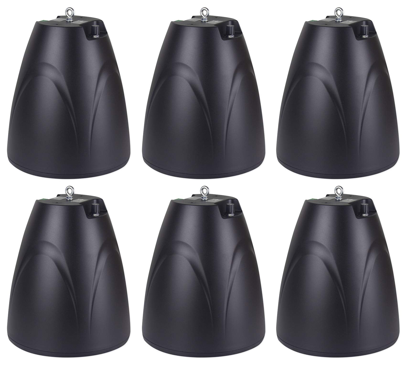 Rockville PEN-65T Black 6.5-in 70V/100V Hanging Pendant Speakers for Restaurant, Bar, or Commercial Spaces, 45W 8-Ohm Option, 2-