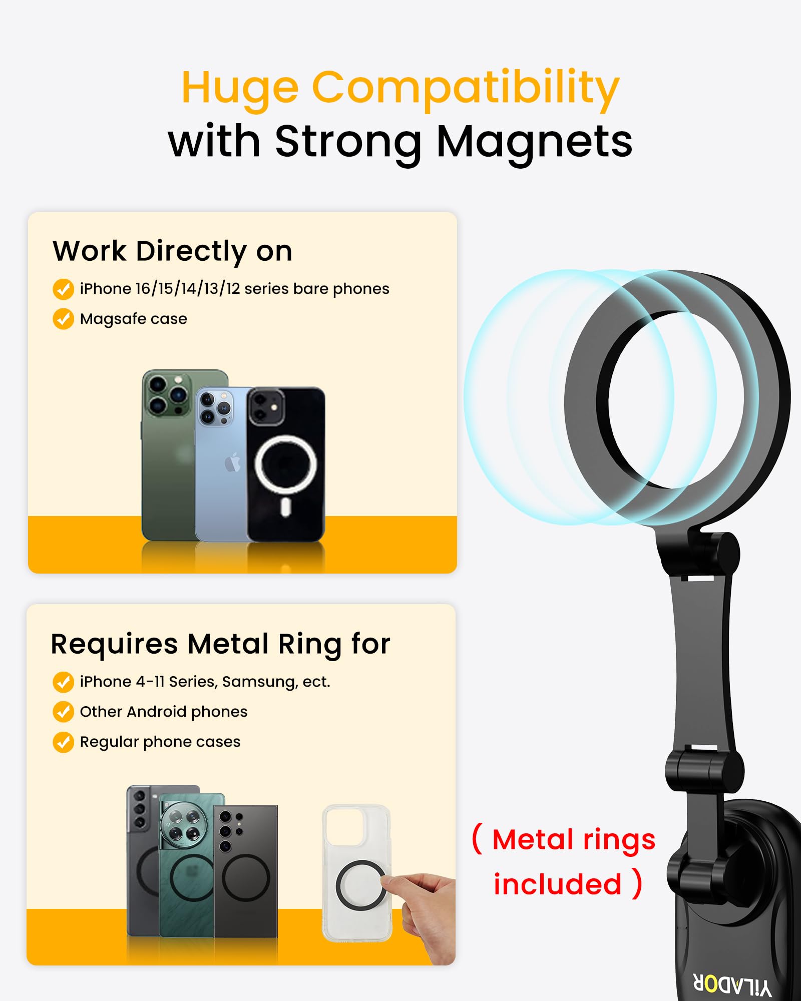 Magnetic Neck Phone Holder For Recording, Hands Free Pov/Vlog Video Filming, 4 In 1 Phone Chest Mount For Cooking/Riding/Indoor/