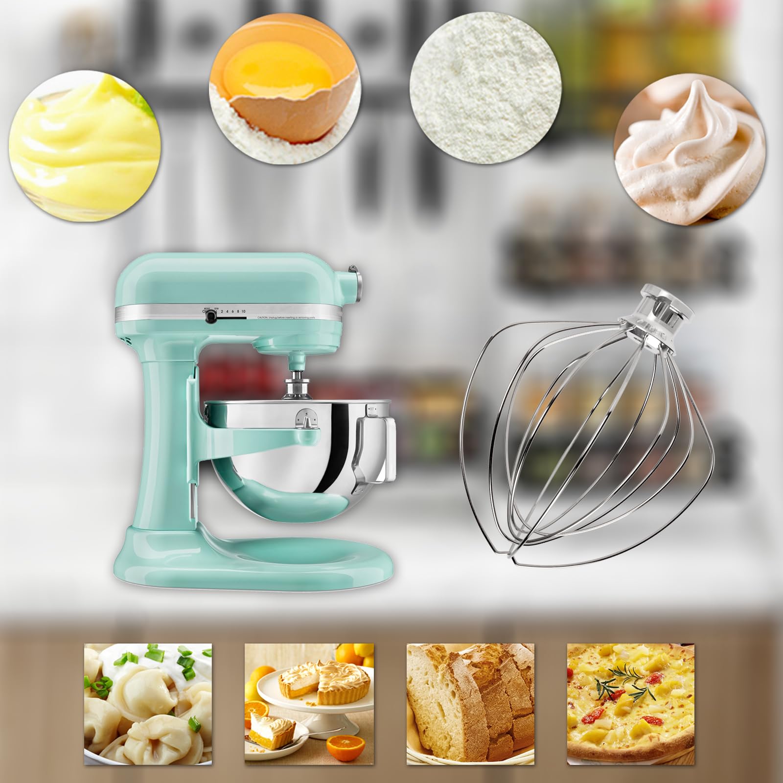 Kn256Ww Wire Whip For Kitchenaid 6 Quart Bowl Lift Stand Mixer, 6 Wire Whisk Attachment, Egg Heavy Cream Beater, Cakes Mayonnais