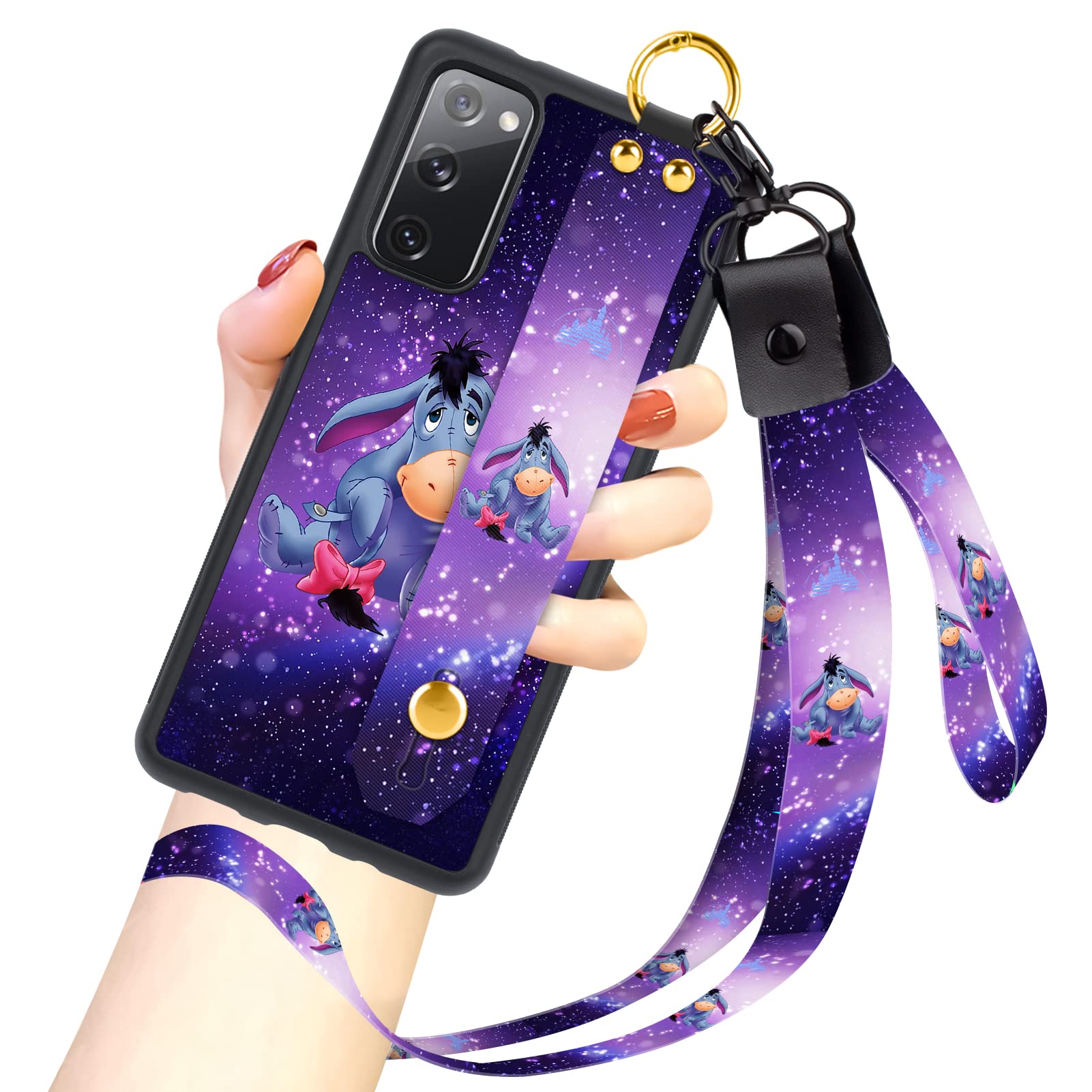 Cuwana Cartoon Case For Samsung Galaxy S20 Fe 5G Case 6.5 Inch Cute Purple Eeyore Cartoon Character Design With Lanyard Wrist St