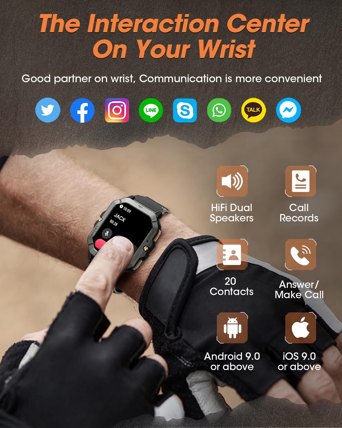 Military Smart Watches For Men (Answer/Make Calls), Waterproof Rugged Fitness Tracker With Blood Pressure/Heart Rate/Spo2/Sleep,