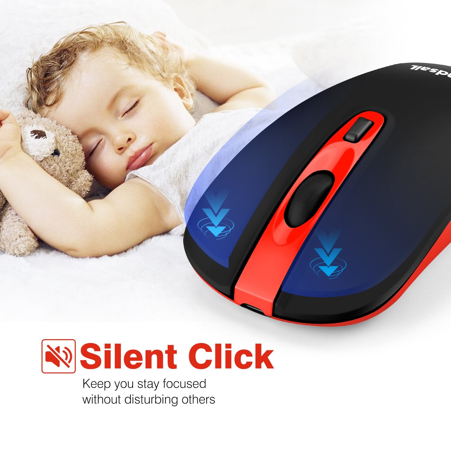 Leadsail Rechargeable Wireless Computer Mouse, 2.4G Portable Slim Cordless Mouse Less Noise For Laptop Optical Mouse With 5 Adju