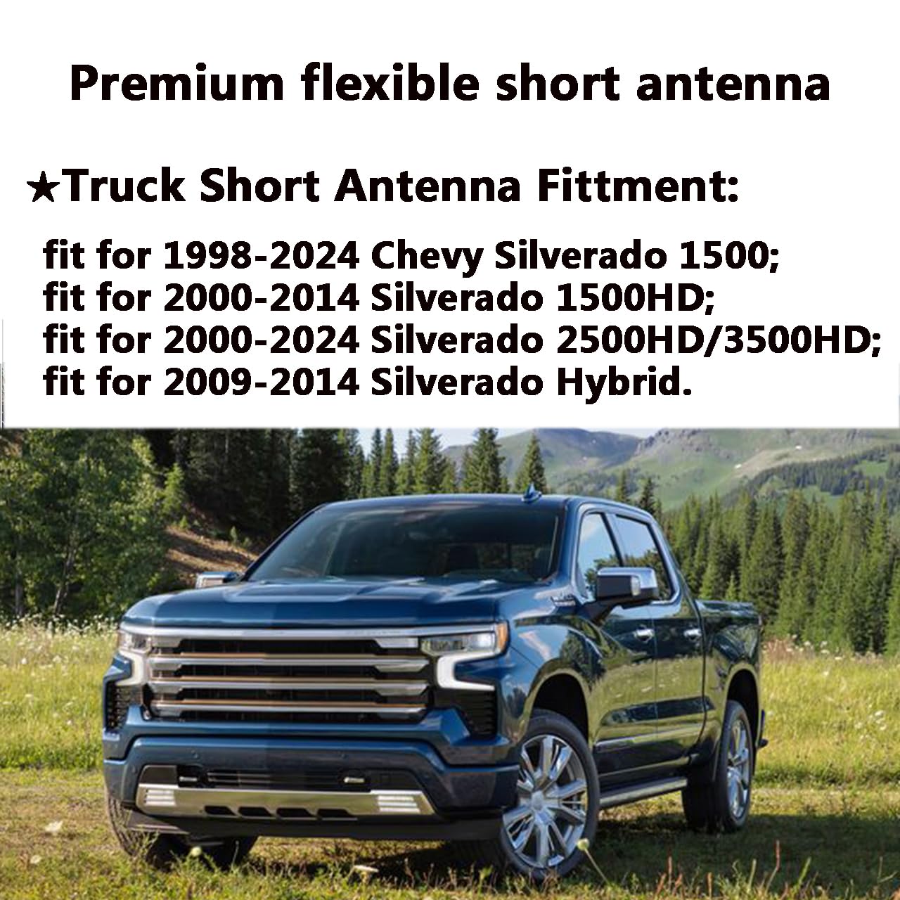 For Gm Truck Short Antenna Fit For Gmc Sierra 1500 3500 Denali (1999 2024) | Chevy Silverado 1500 3500 (1999 2024) | 7' Spiril Flexible Rubber Antenna, Optimized Am/Fm Radio Reception Accessories