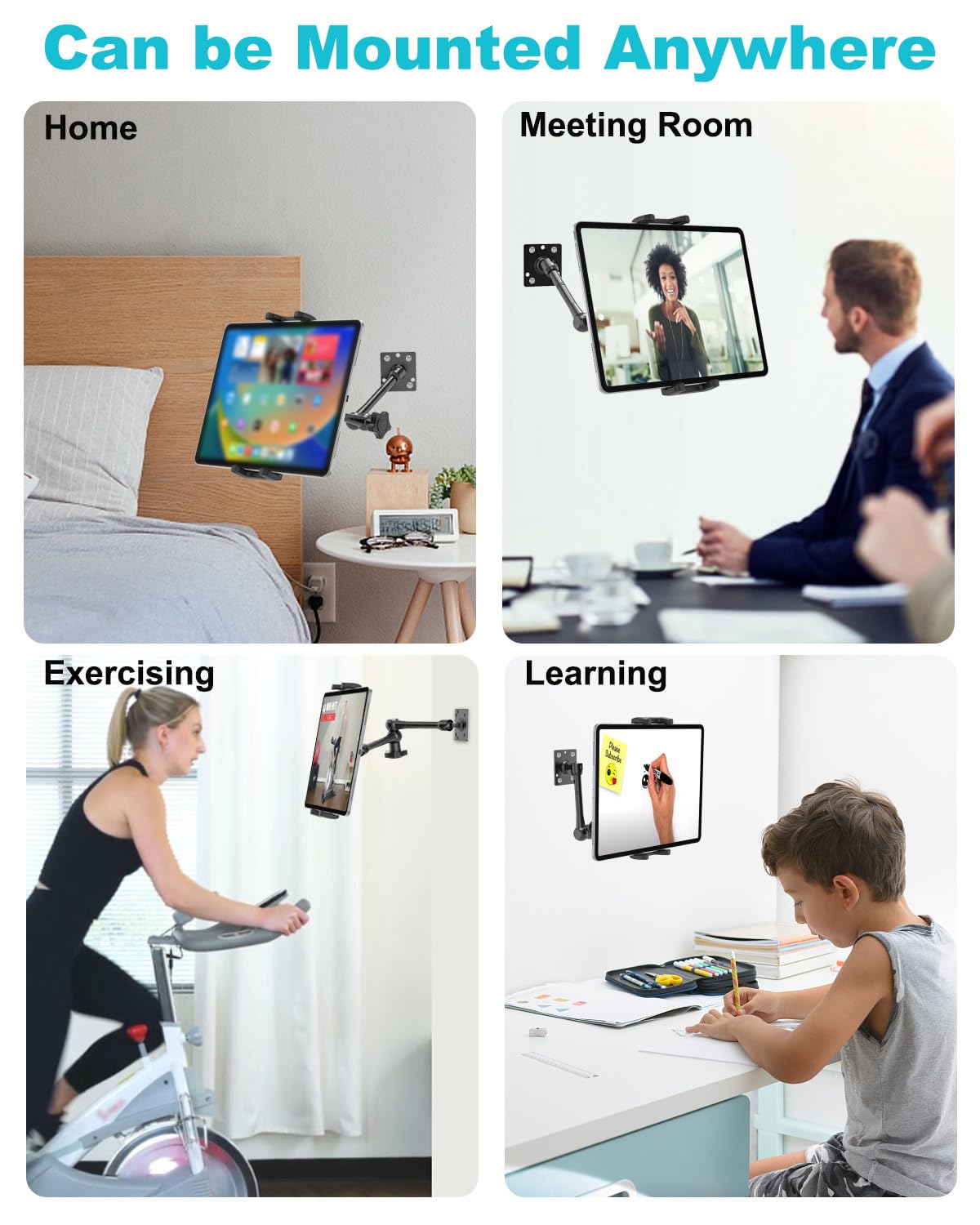 Dosvsi Tablet Wall Holder, Metal Magic Arm Tablet Wall Mount, Drill Base Phone Wall Stand For Kitchen/Office/Kiosk, Fits Ipad Pr