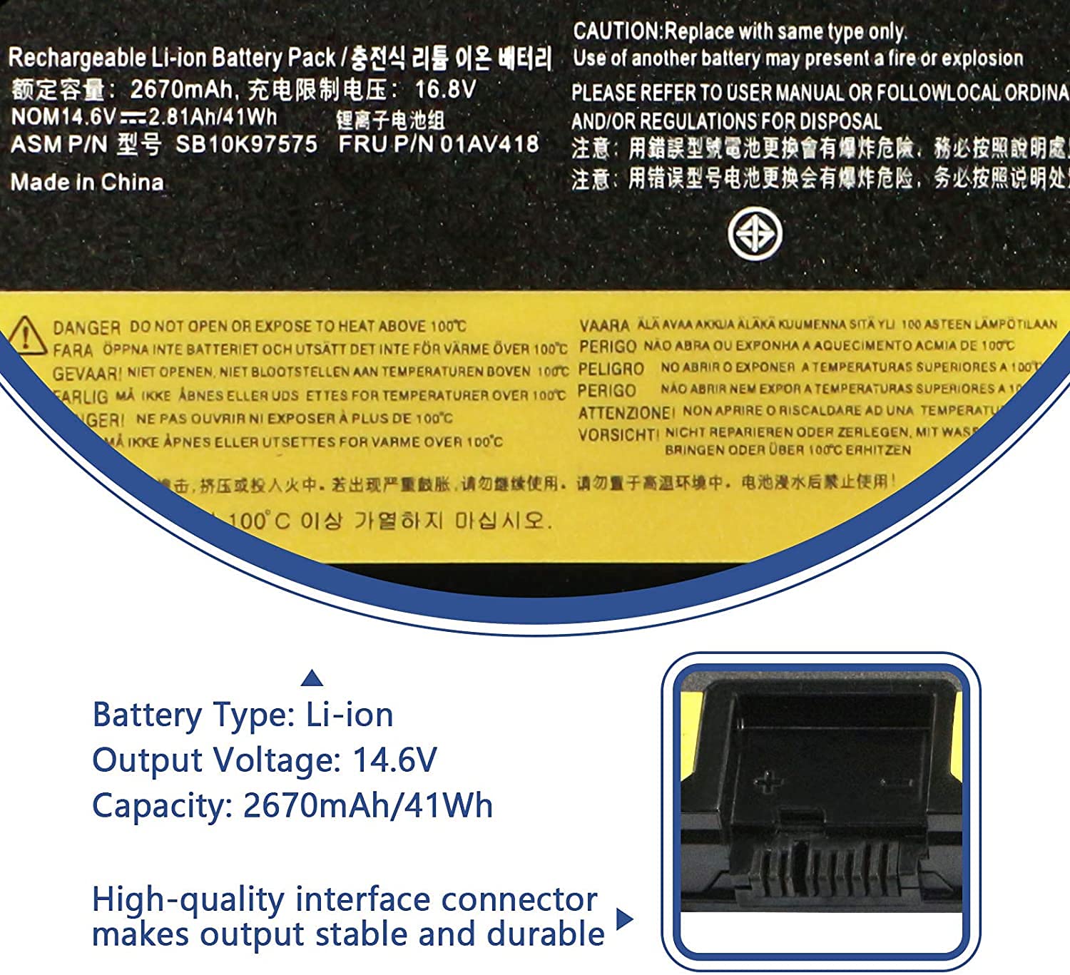 Antiee 01Av418 Laptop Battery Replacement For Lenovo Thinkpad E570 E570C E575 Series 01Av417 Sb10K97574 01Av414 Sb10K97571 Sb10K