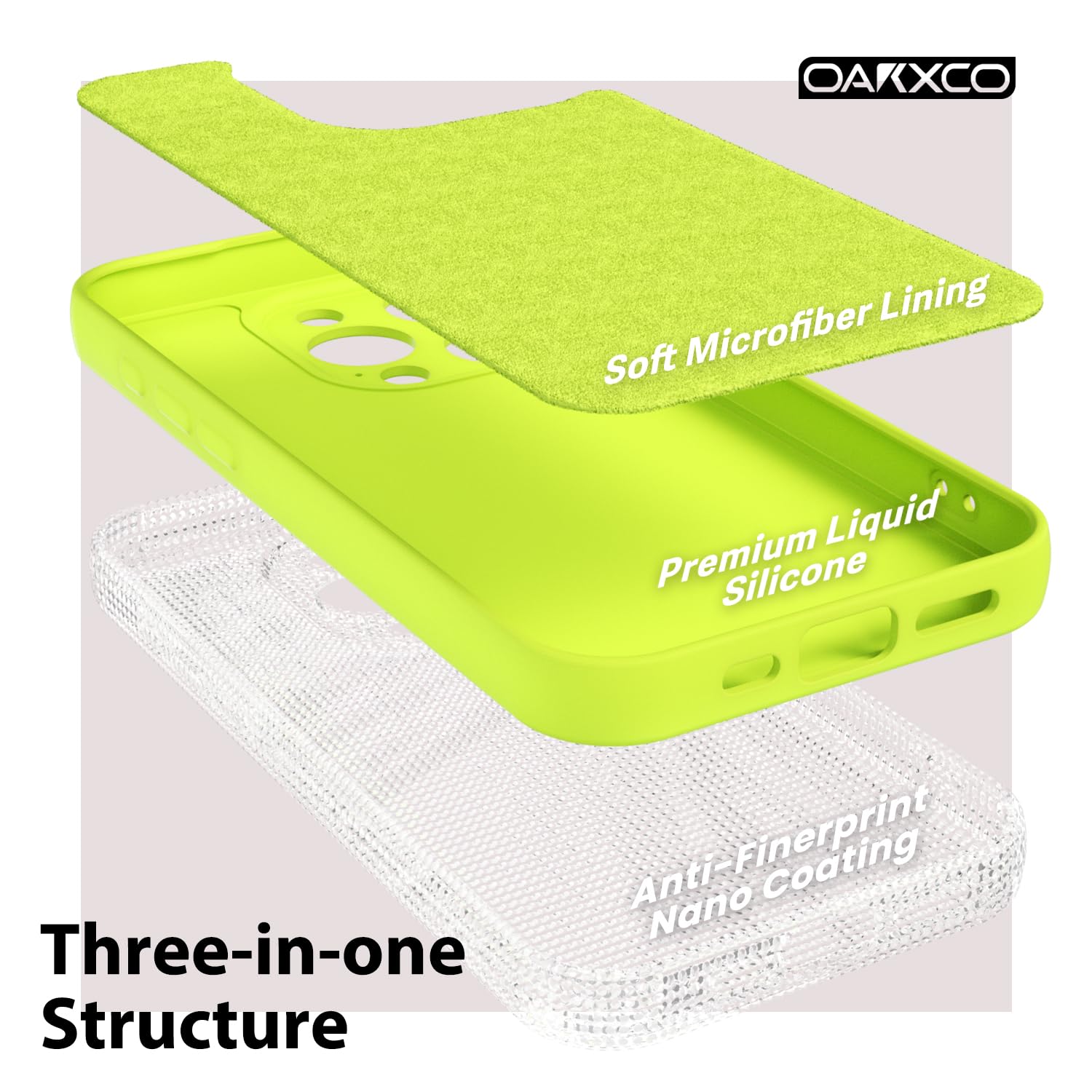 Oakxco For Iphone 15 Pro Phone Case Liquid Silicone, Neon Bright Solid Color, Thin Slim Soft Rubber Gel Matte Tpu Plain Simple C