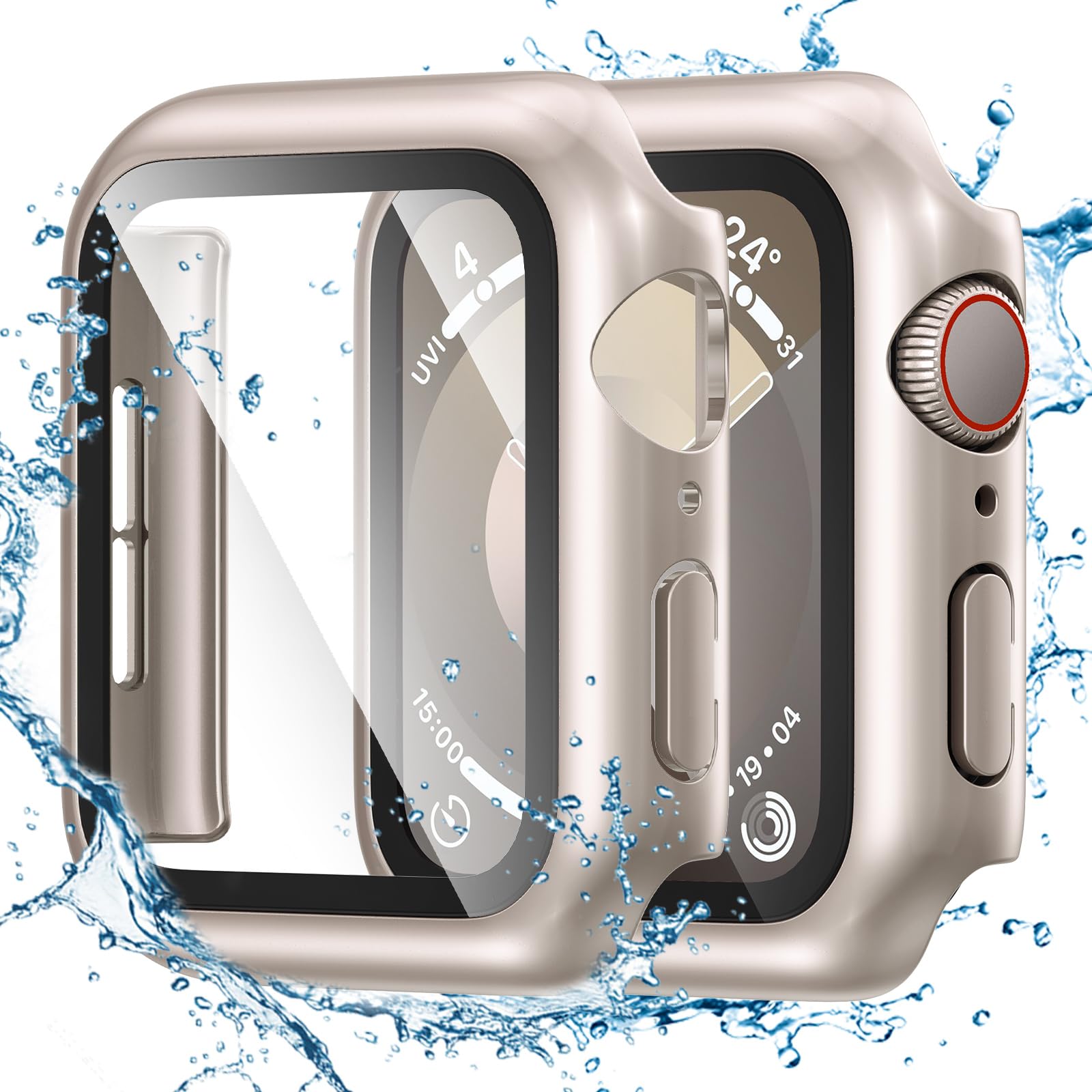 Tensea for Waterproof Apple Watch Screen Protector Case 41mm Series 9/8/7 Accessories, iWatch Protective Face Cover with Tempere