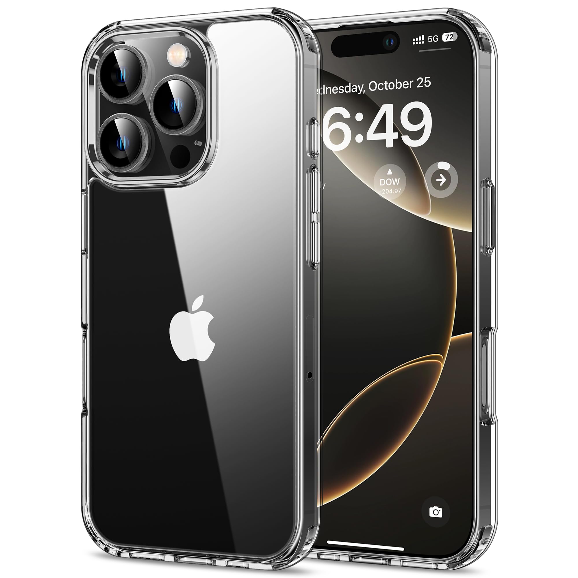 HOOMIL Case for iPhone 16 Pro 6.3-Inch, Non-Yellowing, Drop Protection, Anti-Scratch Transparent Hard Back Phone Cover - Crystal