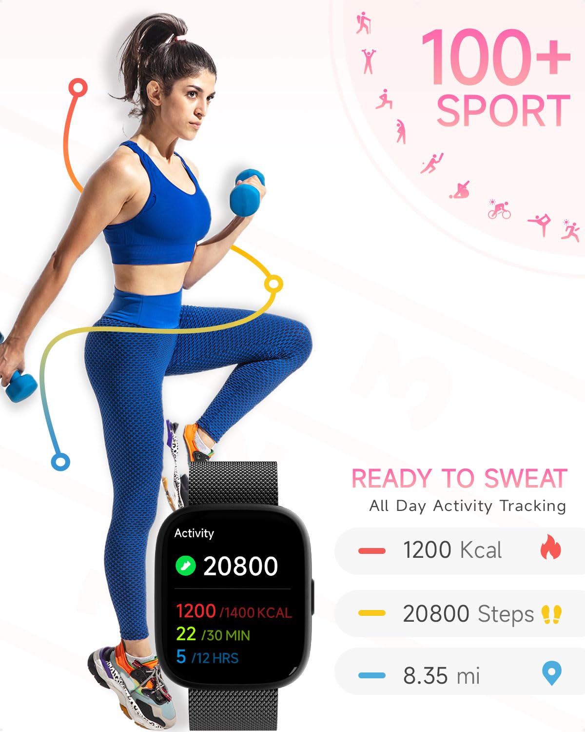 Toobur Smart Watch For Women Men, No Phone No App Needed,1.83'' Fitness Tracker Watch With Heart Rate/Step Tracker/Pedometer/Sle