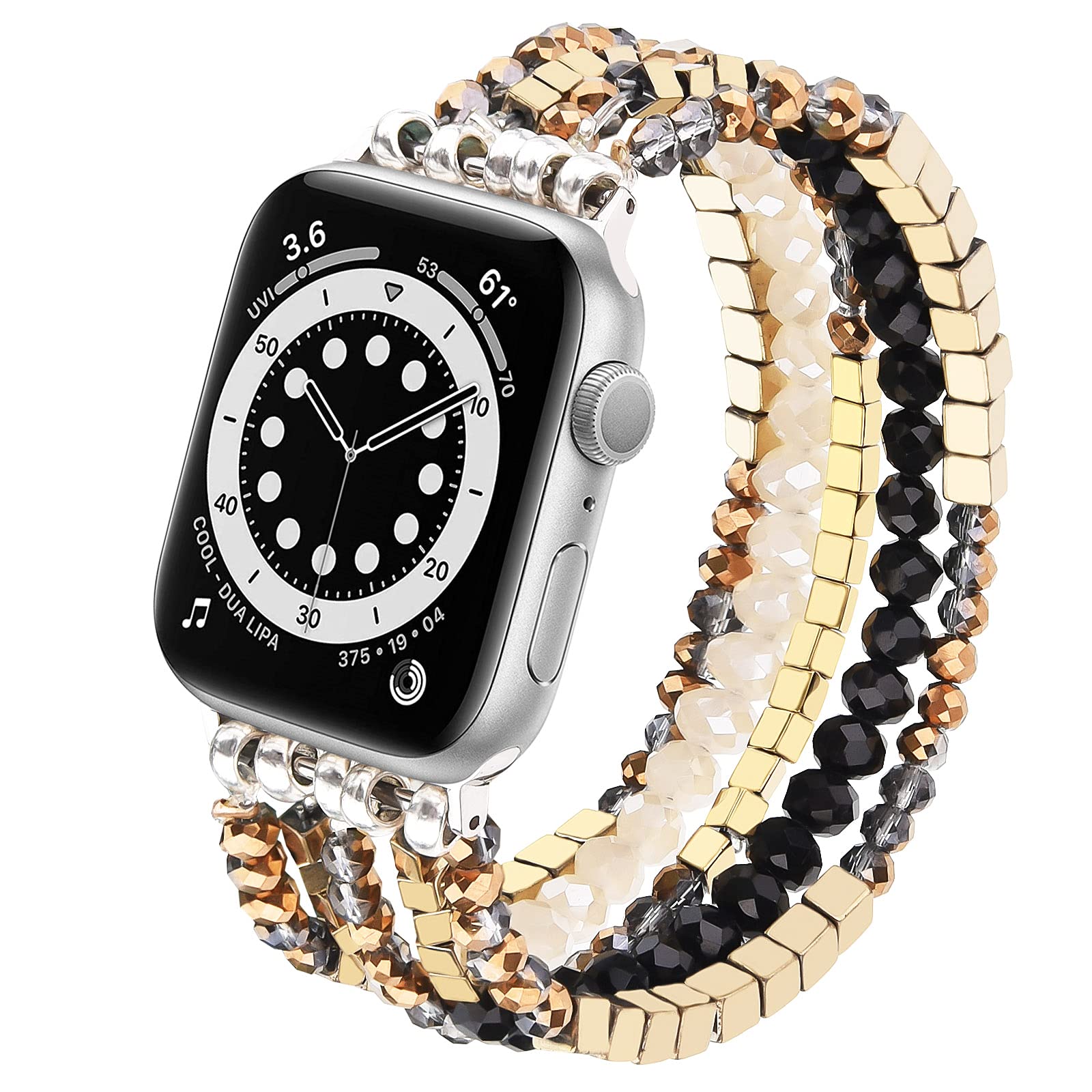 Mofree Beaded Bracelet Compatible For Apple Watch Band 45Mm/44Mm/42Mm Women, Fashion Handmade Pearl Beads Elastic Stretch Strap